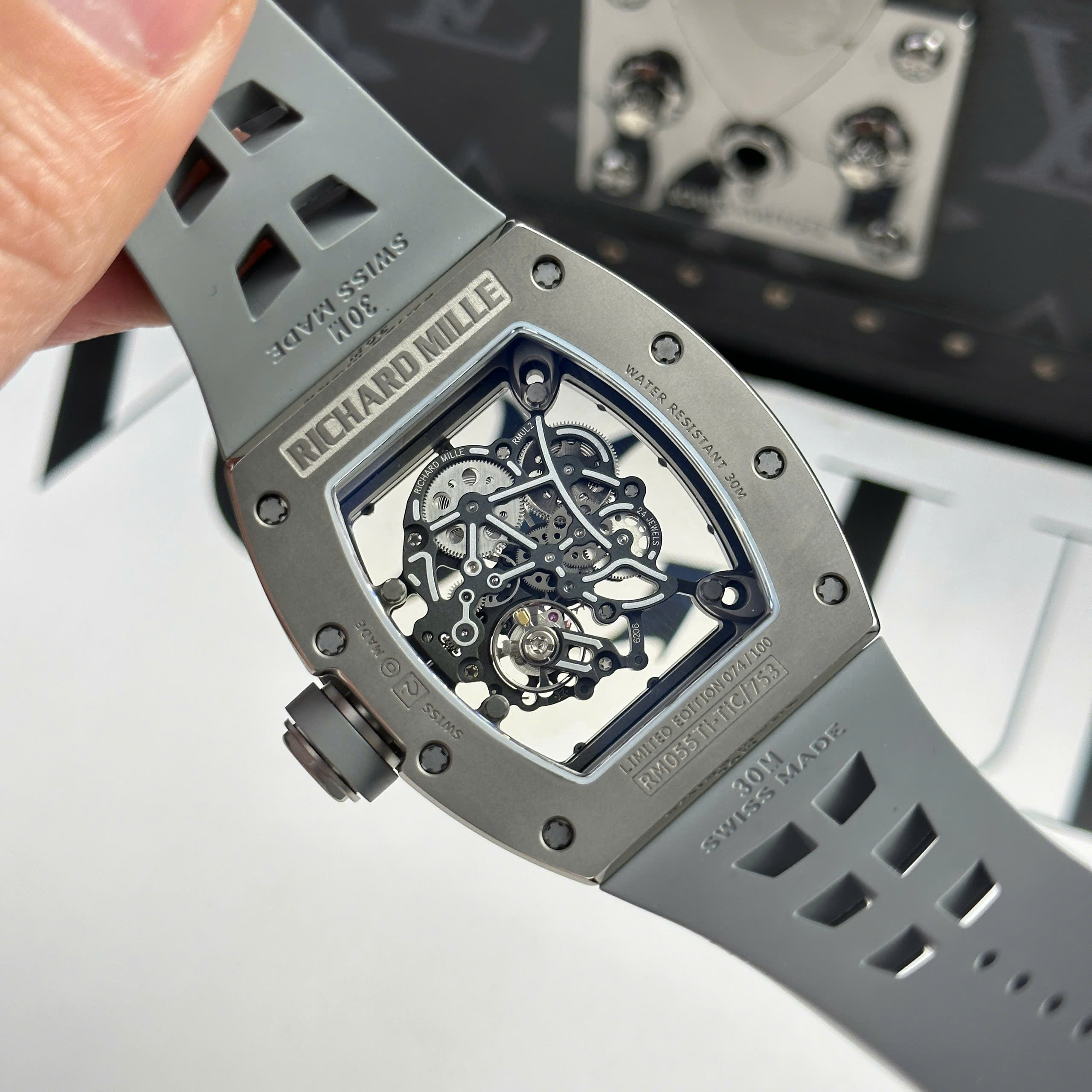 Đồng Hồ Richard Mille RM055 Bubba Watson Grey Ceramic xám 42.7 x 49.9mm ZF factory