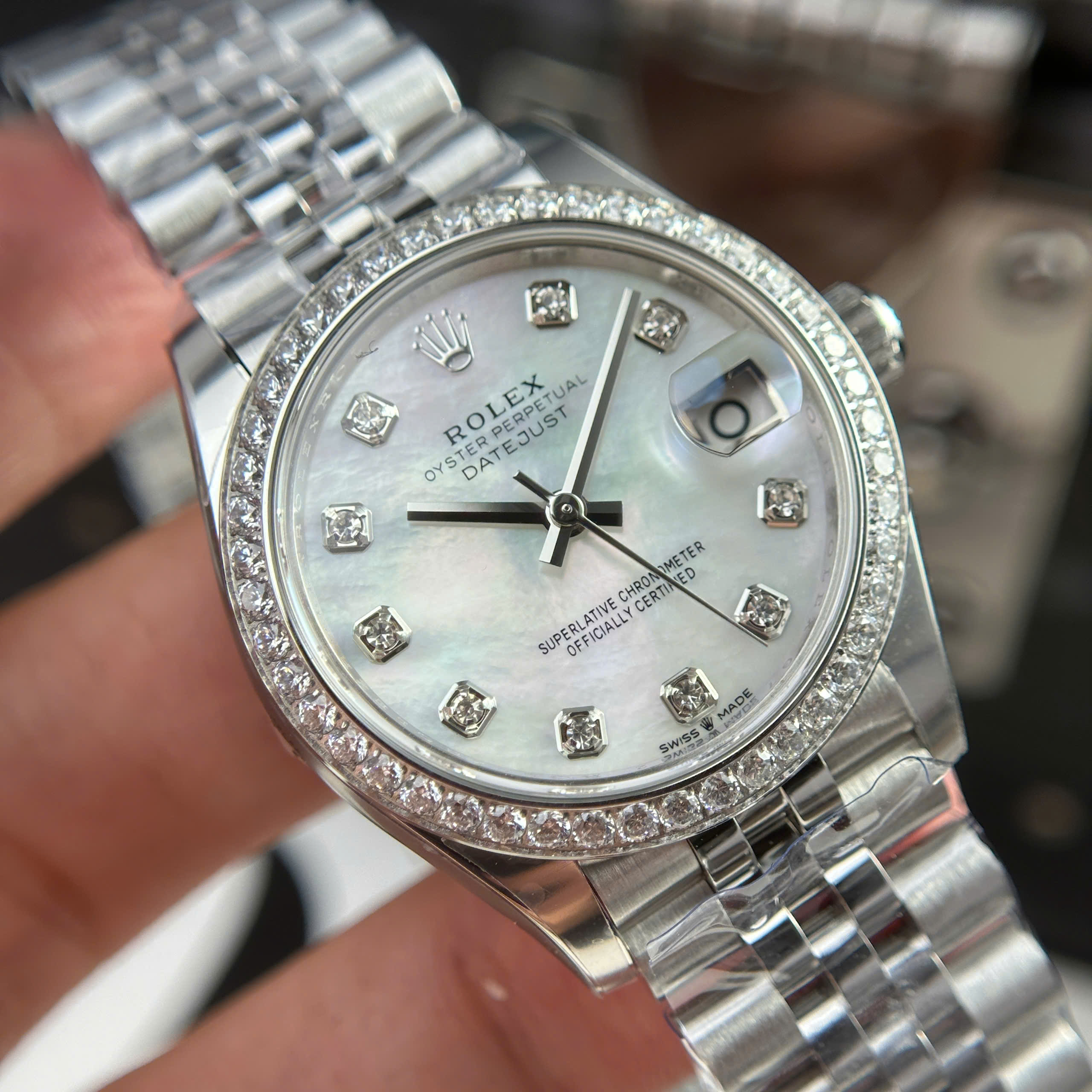 Đồng Hồ Rolex Lady Datejust 31mm 278384 Mặt Mop Viền Đính Đá CZ Rep 1:1 THB Factory