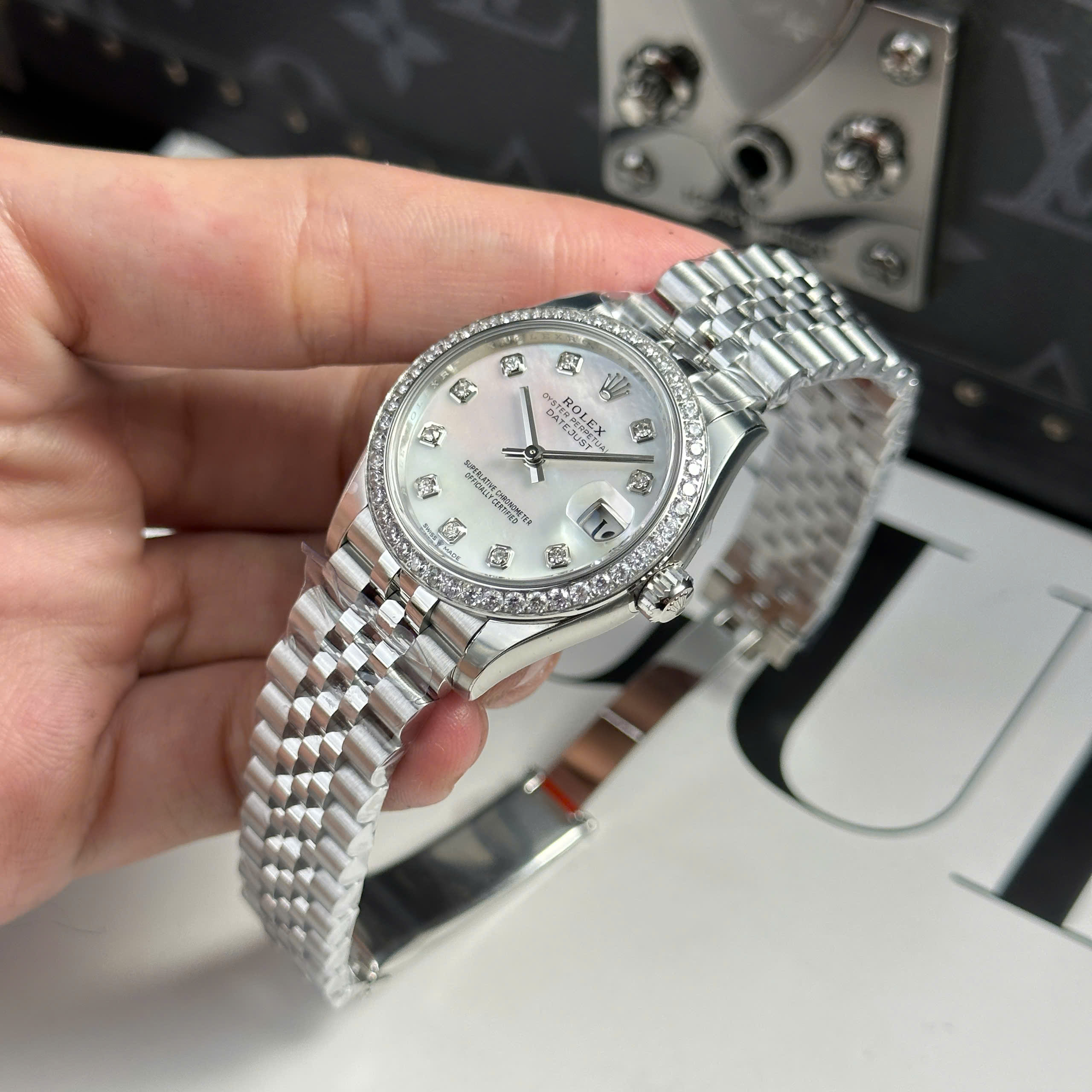 Đồng Hồ Rolex Lady Datejust 31mm 278384 Mặt Mop Viền Đính Đá CZ Rep 1:1 THB Factory