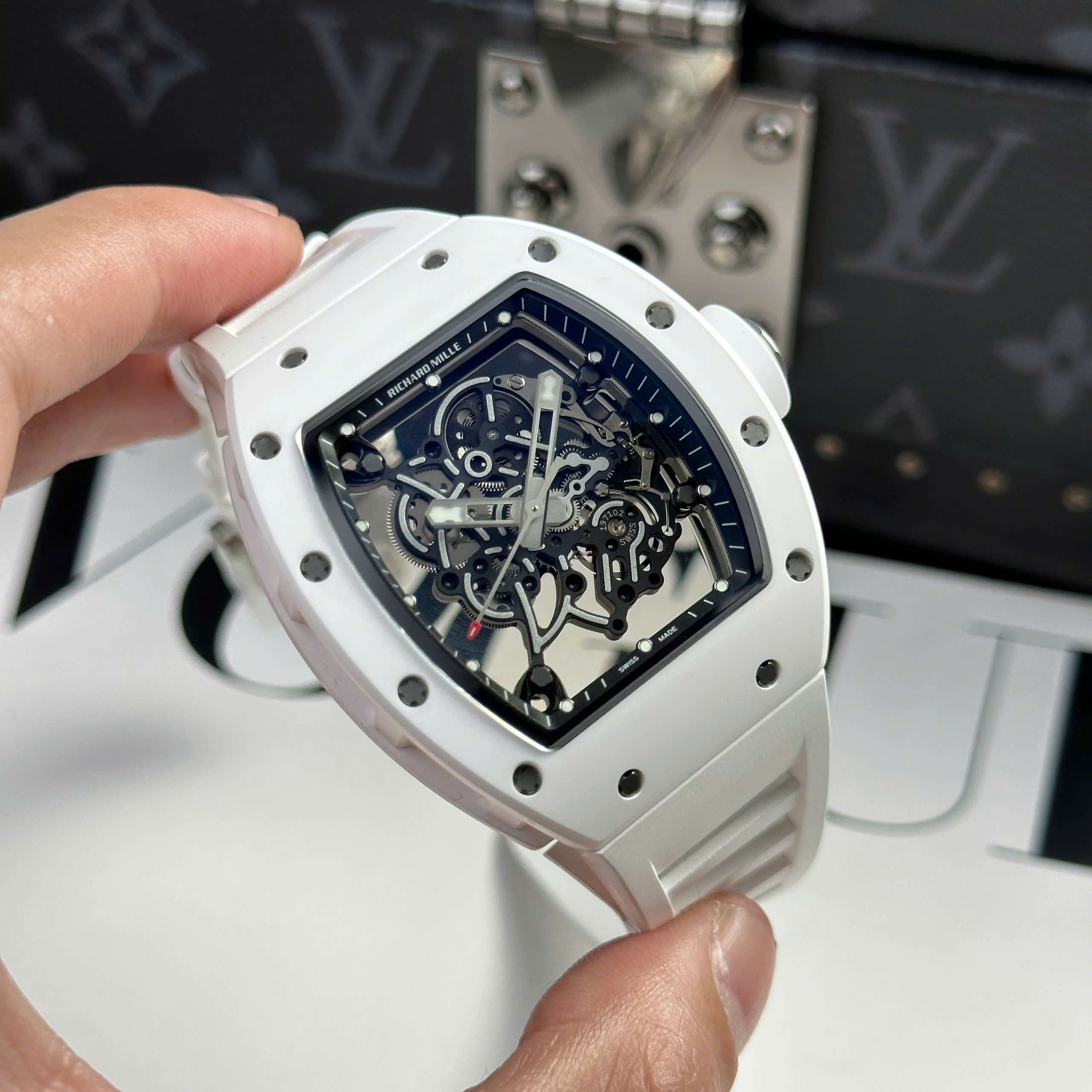Đồng Hồ Richard Mille RM055 Vỏ Gốm Ceramic Trắng Khung Máy RMUL2 Rep 1:1 ZF Factory