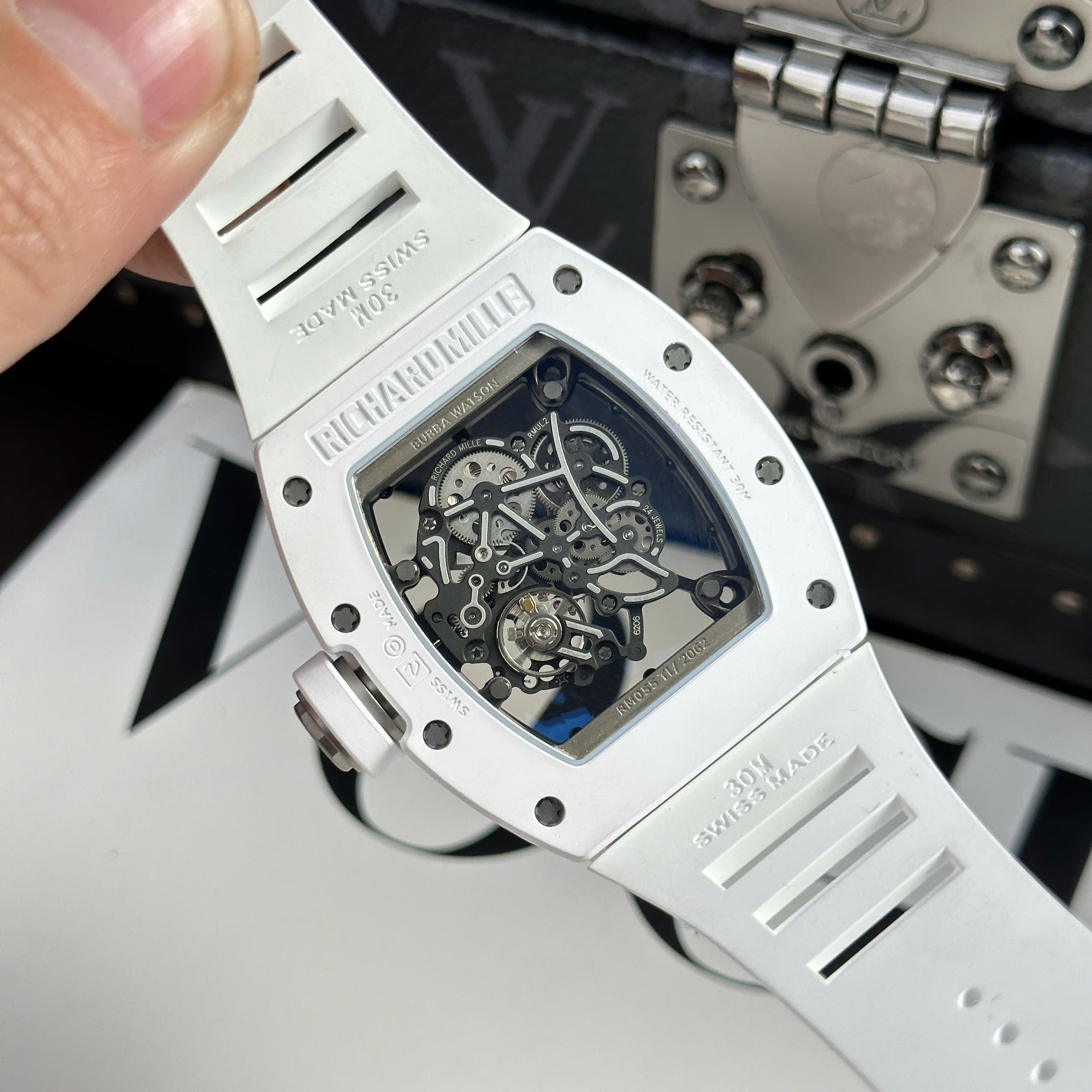 Đồng Hồ Richard Mille RM055 Vỏ Gốm Ceramic Trắng Khung Máy RMUL2 Rep 1:1 ZF Factory
