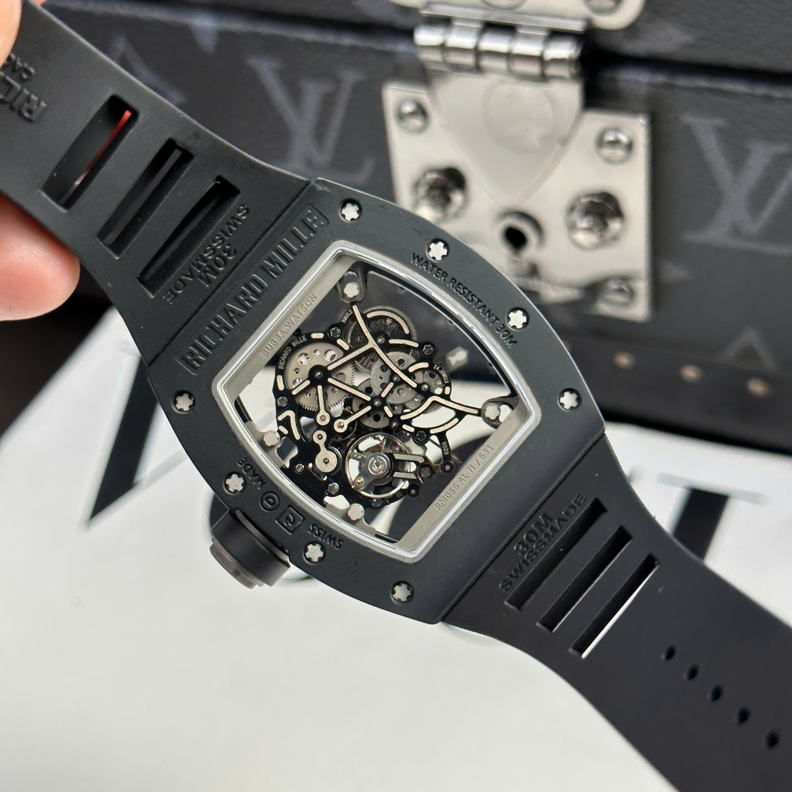 Đồng Hồ Richard Mille RM055 Bubba Watson Black Ceramic Máy Giảm Xóc RMIL2 Rep 1:1 RM factory