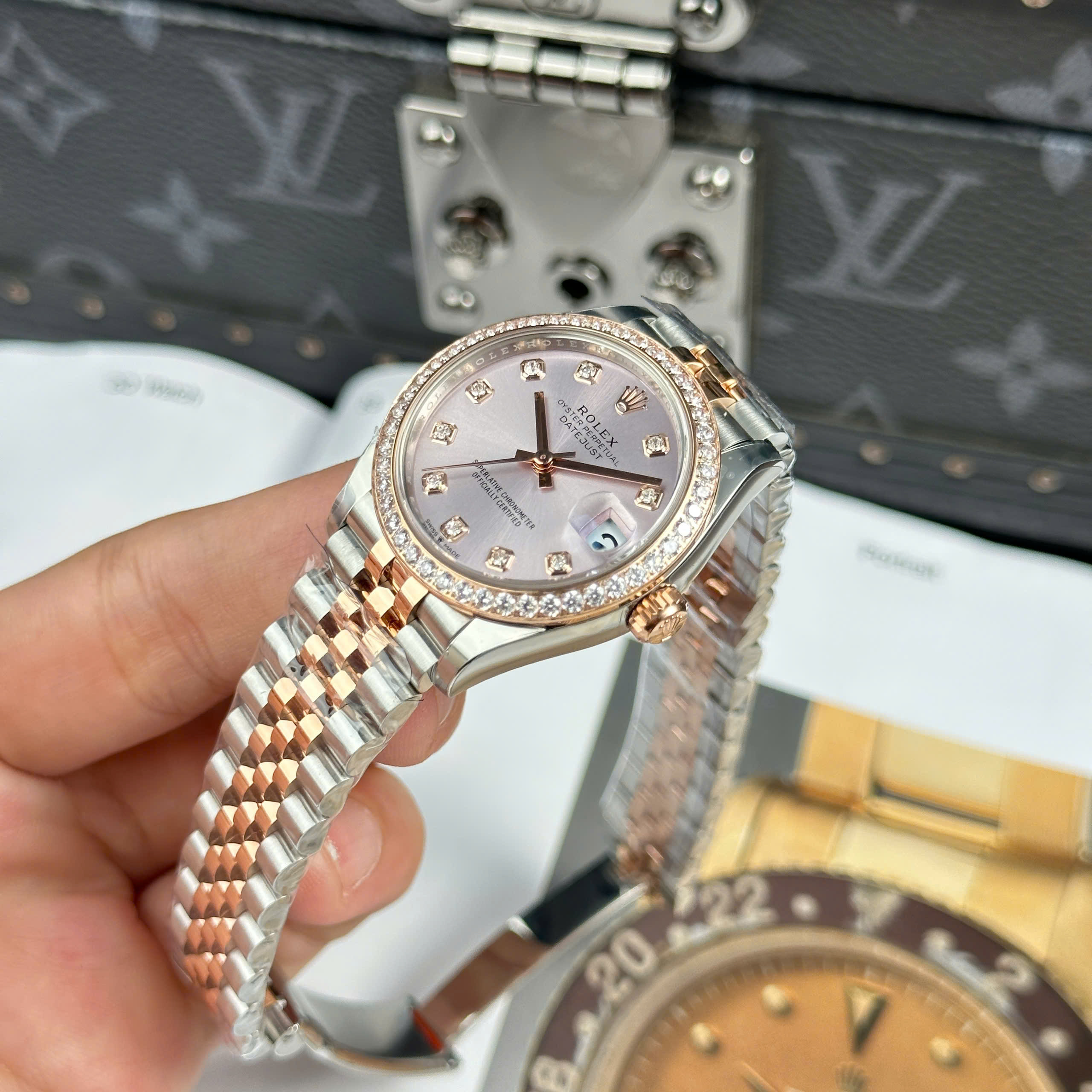 Đồng Hồ Rolex Lady Datejust 31mm 278384 Rep 1:1 Viền Đính Đá CZ THB Factory