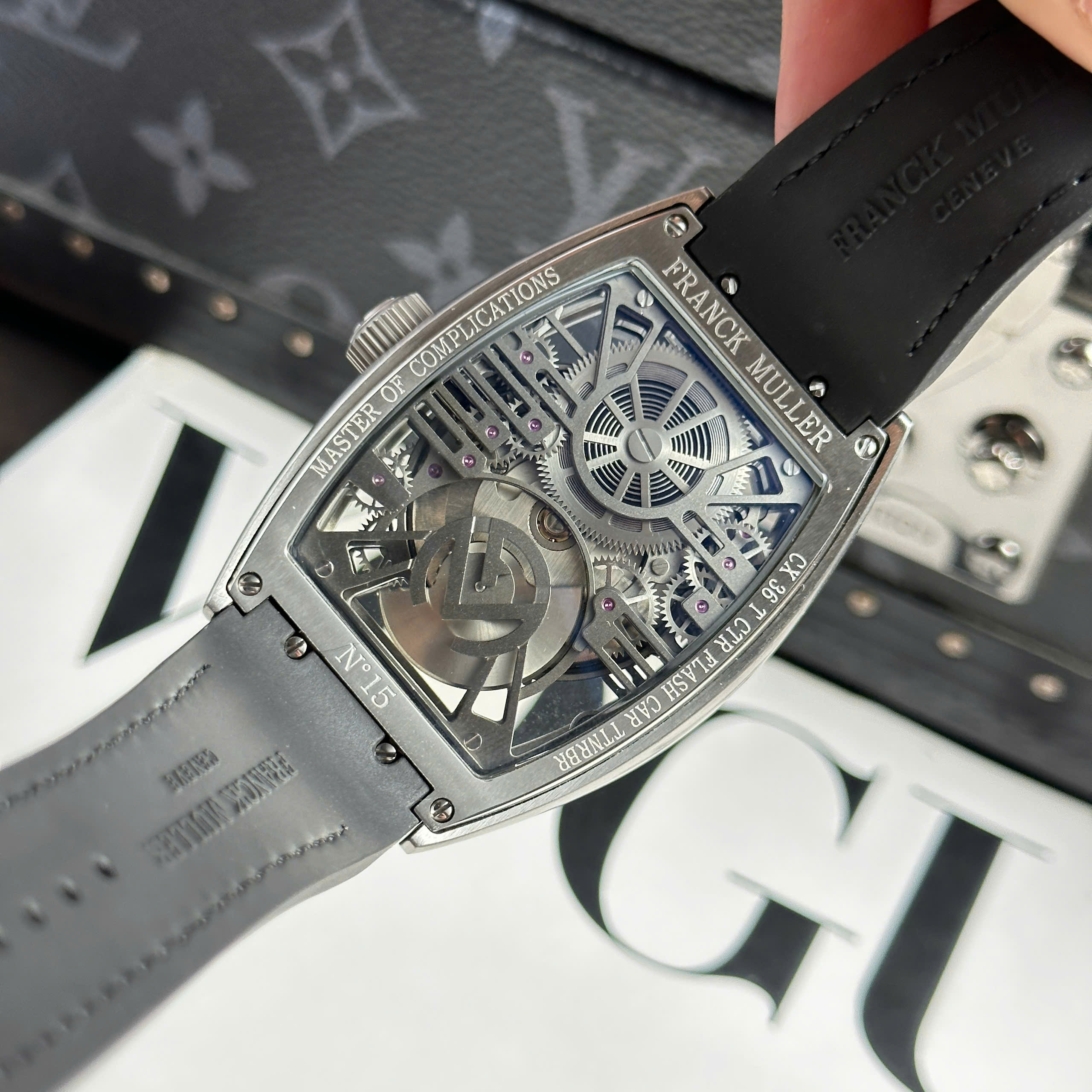 Đồng Hồ Franck Muller Curvex CX Grand Central Tourbillon Mặt Số Skeleton 36mm x 53.1mm Replica 1:1