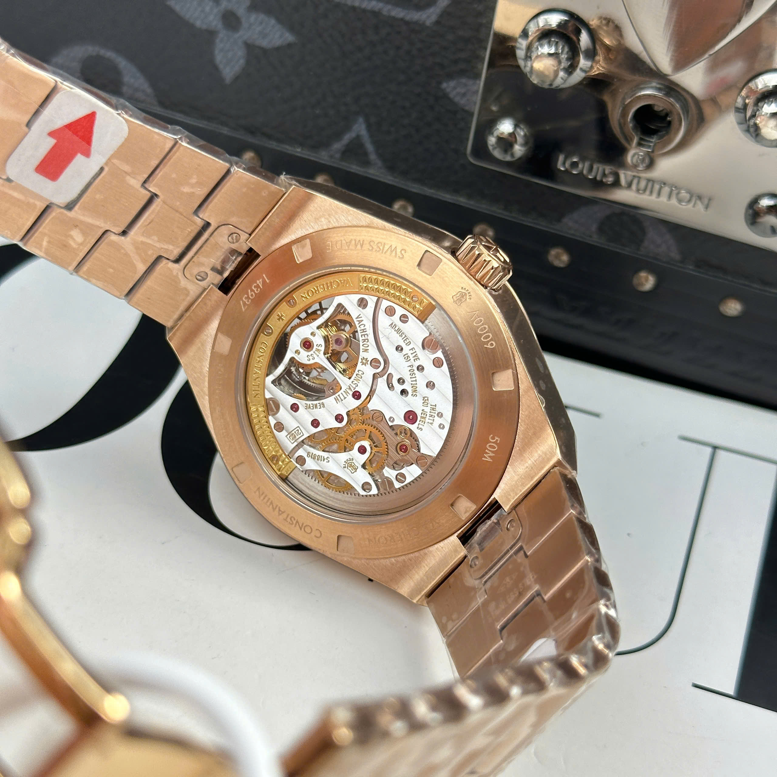 Đồng Hồ Vacheron Constantin Overseas Tourbillon 6000V Blue Rose Gold 42.5mm Replica 1:1