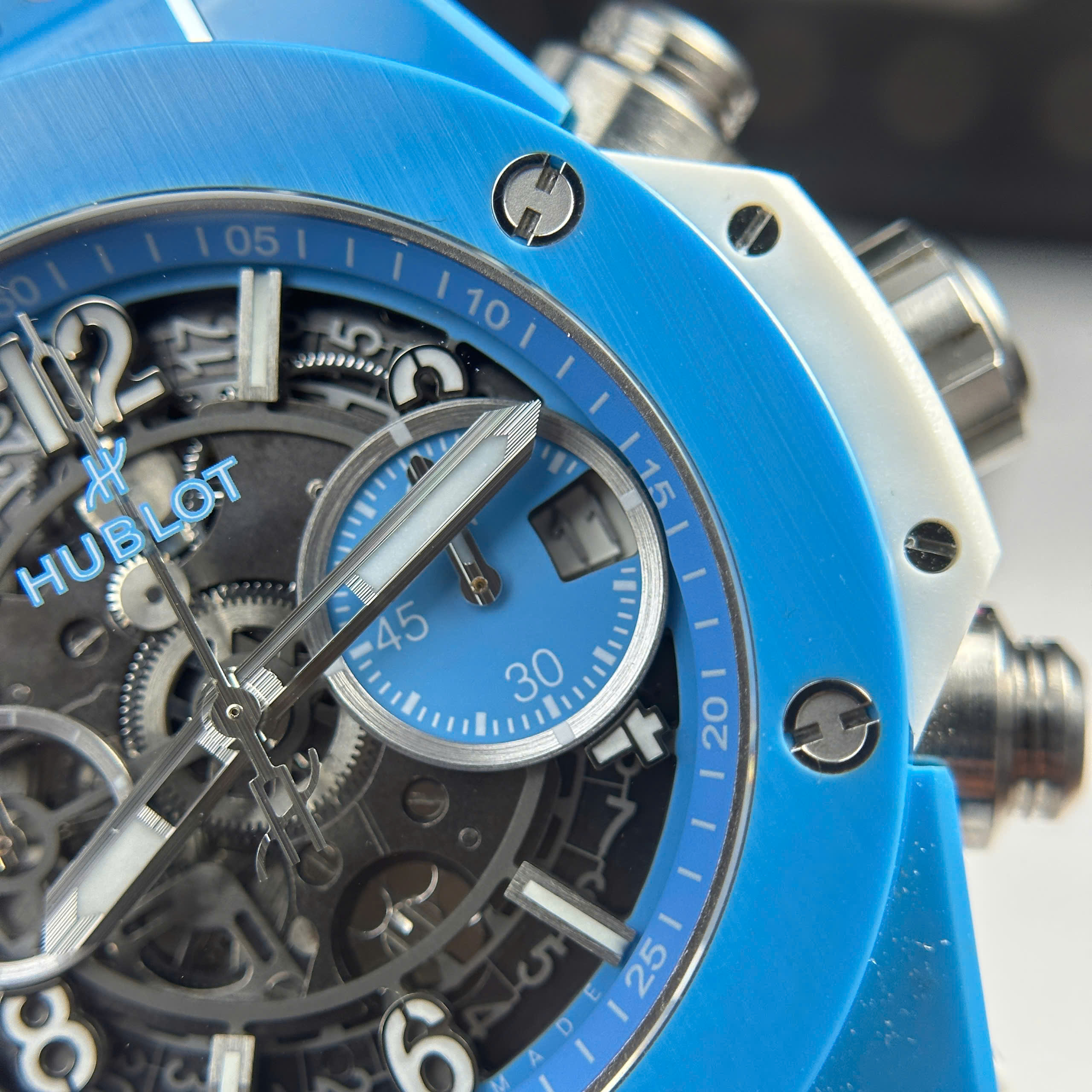 Đồng Hồ Hublot Big Bang Unico Sky Blue Ceramic Replica 1:1 42mm BBF Factory