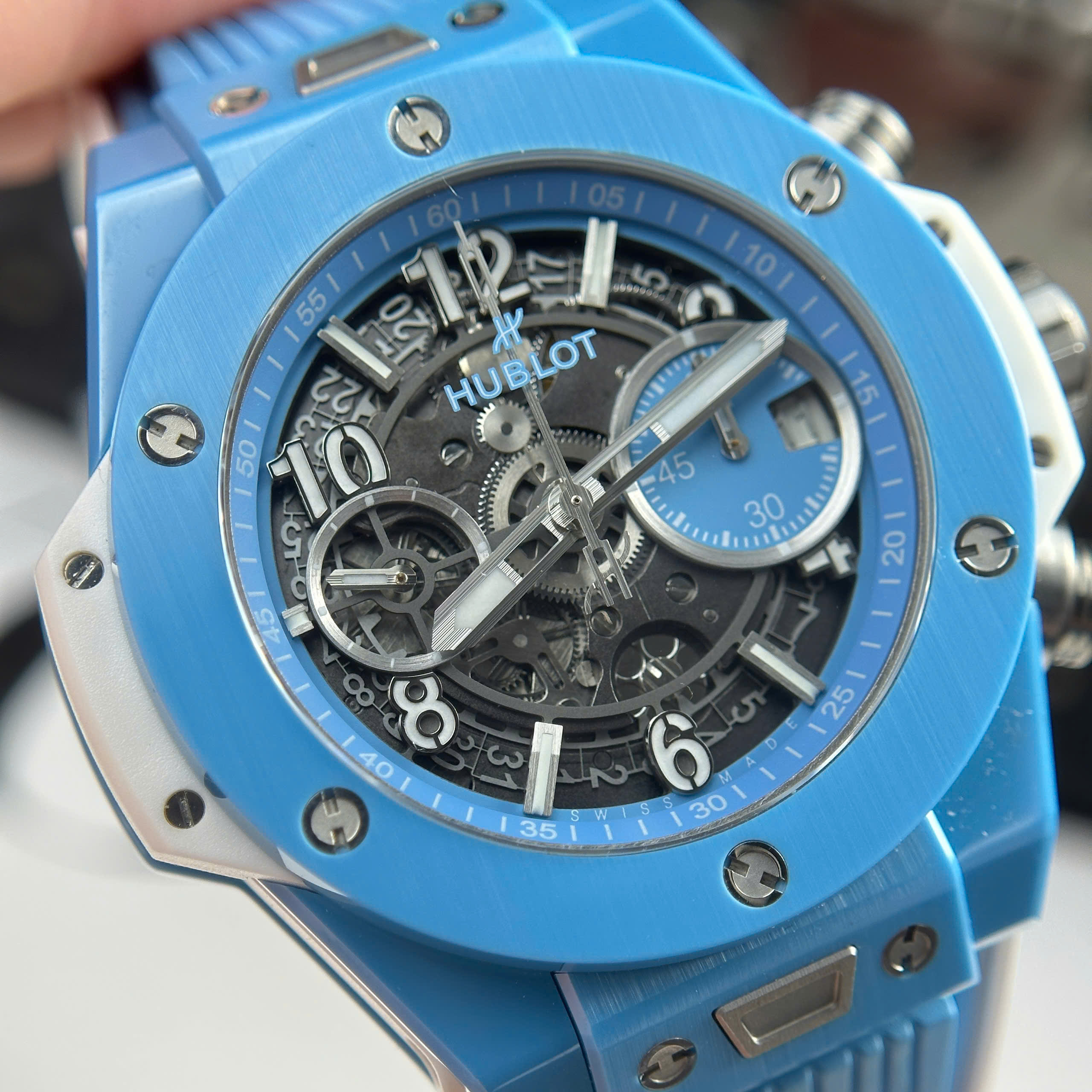 Đồng Hồ Hublot Big Bang Unico Sky Blue Ceramic Replica 1:1 42mm BBF Factory