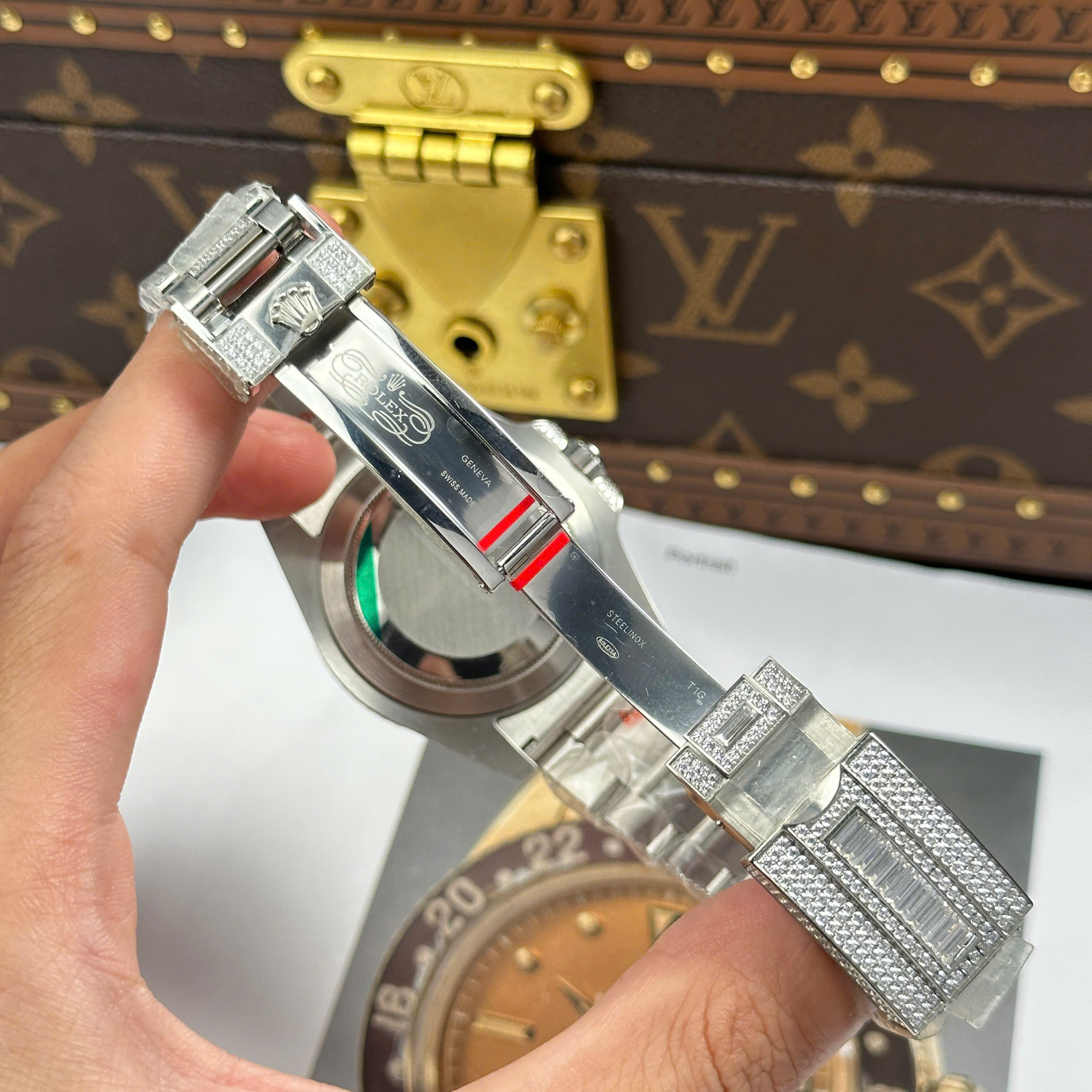 Đồng Hồ Rolex GMT Master ll 116769 40mm Đính Full Đá CZ Replica 1:1