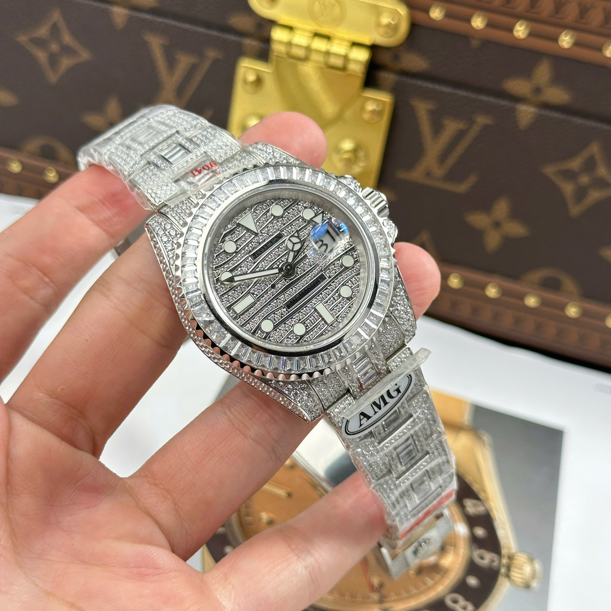 Đồng Hồ Rolex GMT Master ll 116769 40mm Đính Full Đá CZ Replica 1:1