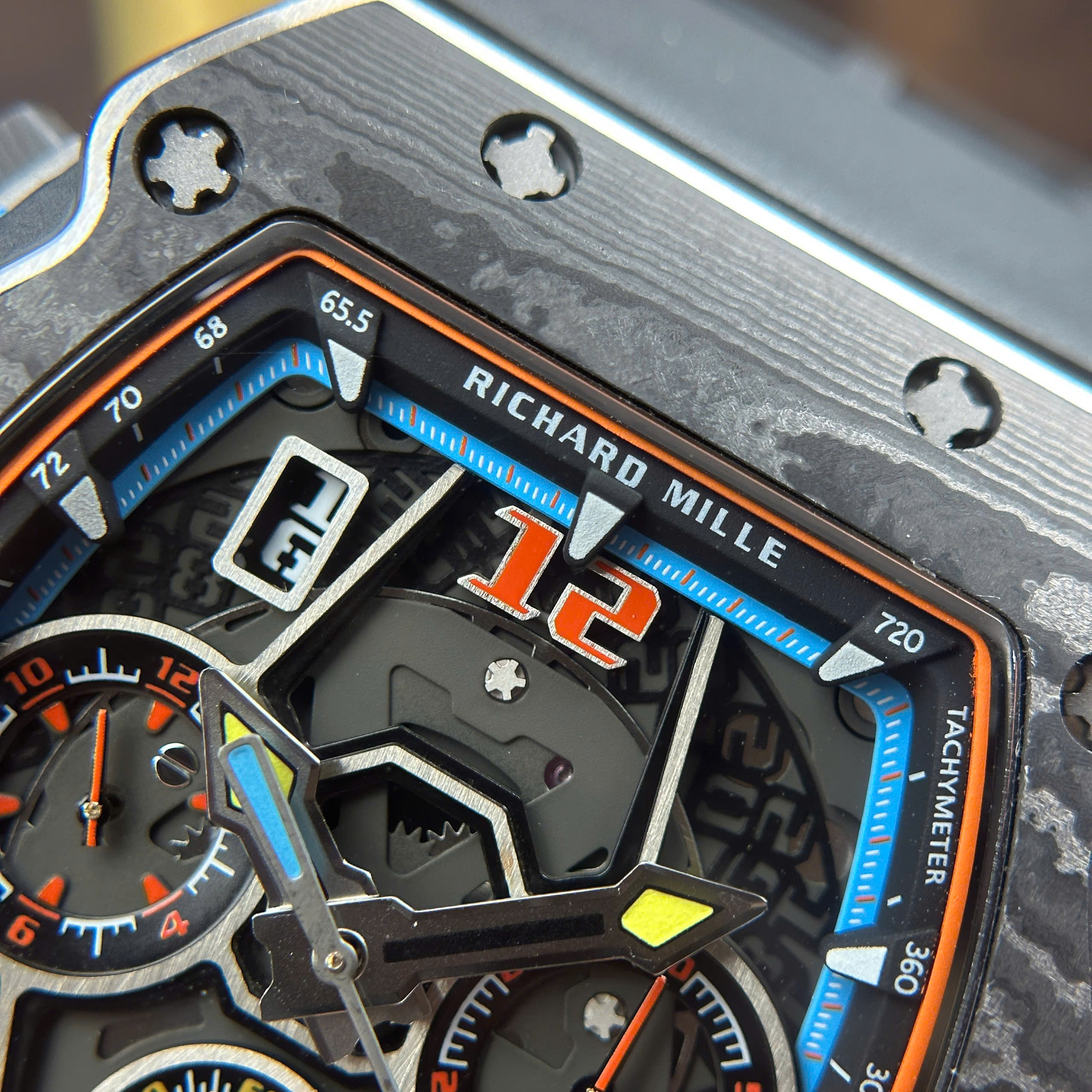Đồng Hồ Richard Mille RM65-01 Mclaren Chronograph Vỏ Carbon Replica 1:1 44.5mm x 49.9mm