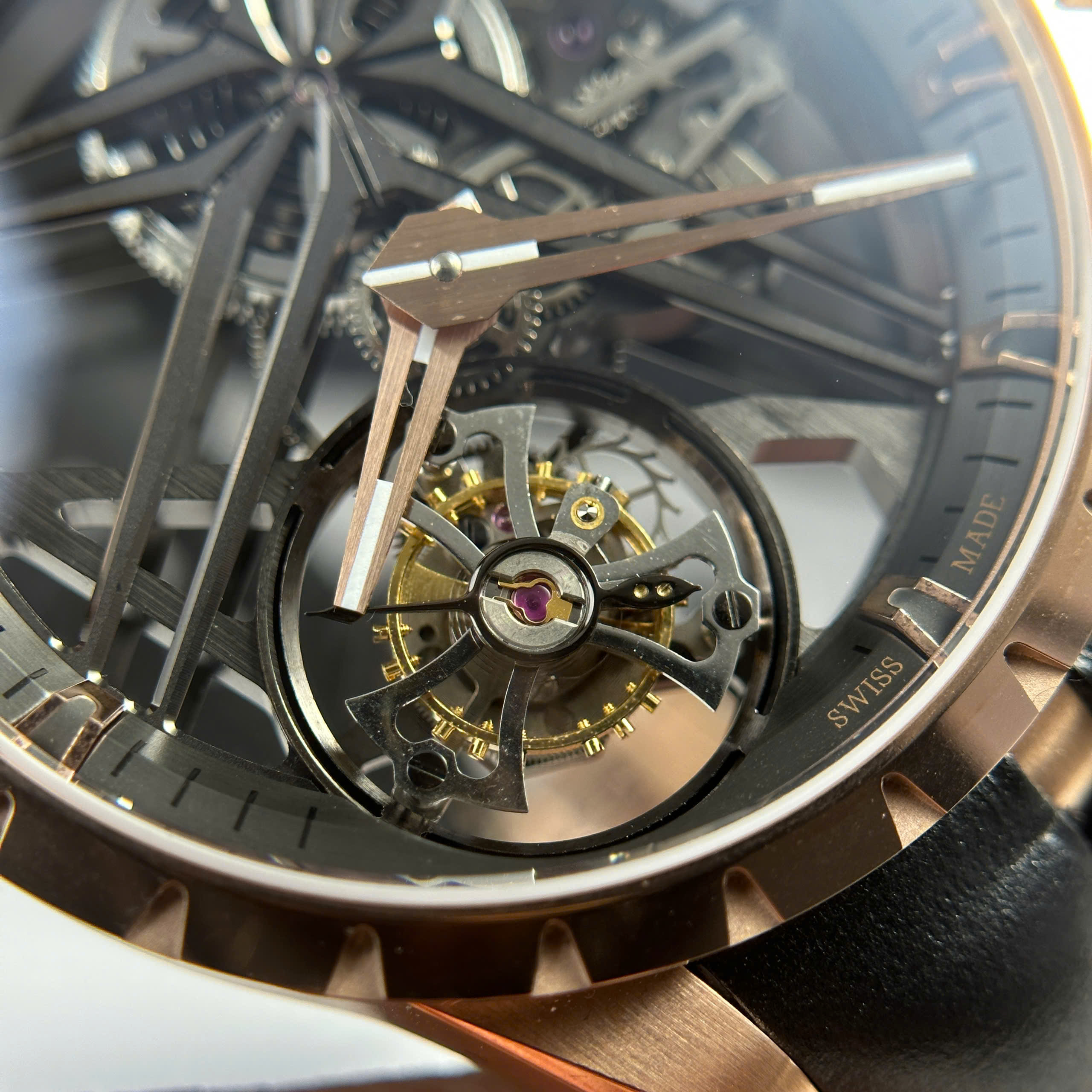Đồng Hồ Roger Dubuis Excalibur Monotourbillon Vàng Hồng Dây Da 42mm BBR Factory