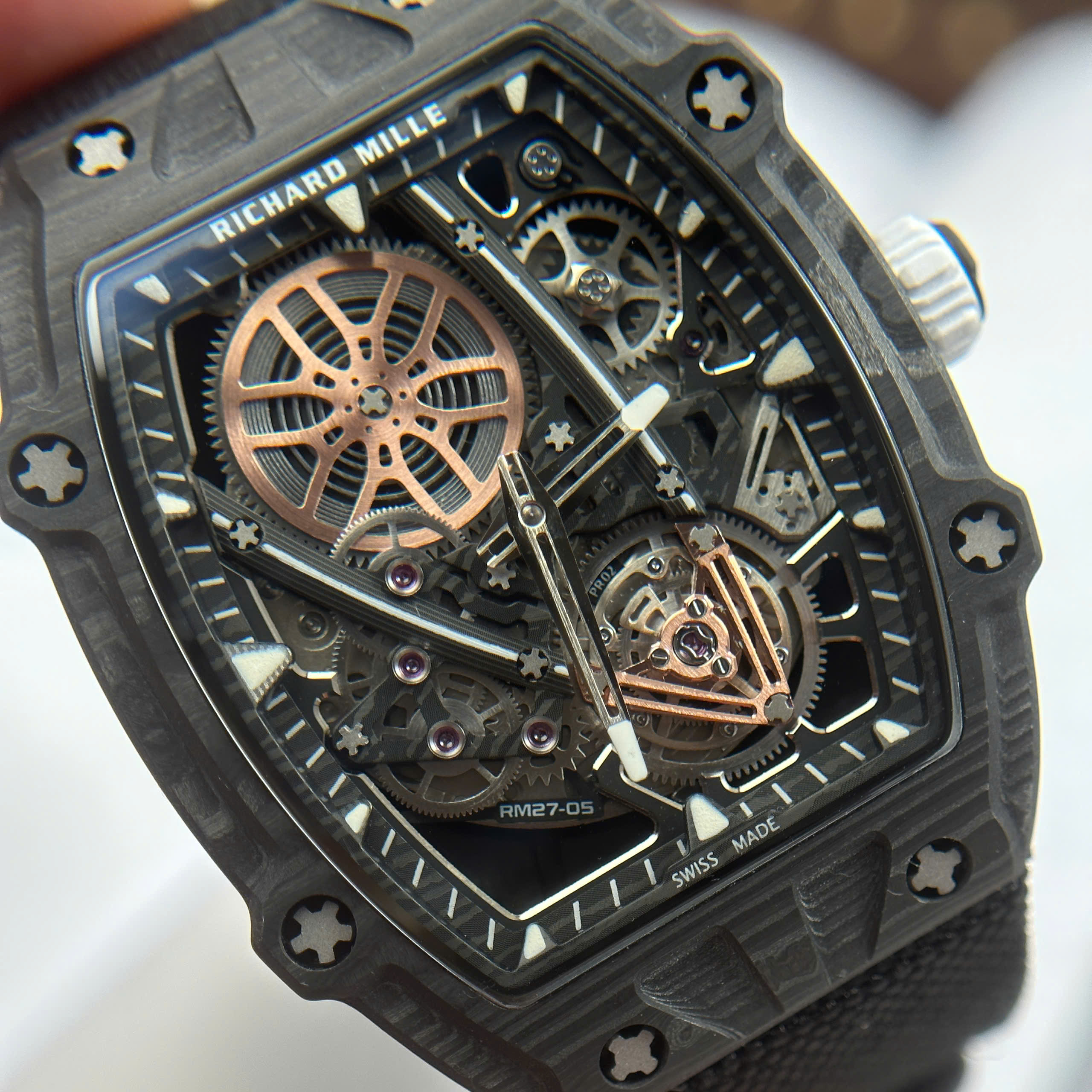 Đồng Hồ Richard Mille RM27-05 Rafael Nadal Flying Replica 1:1 Vỏ Carbon Cao Cấp