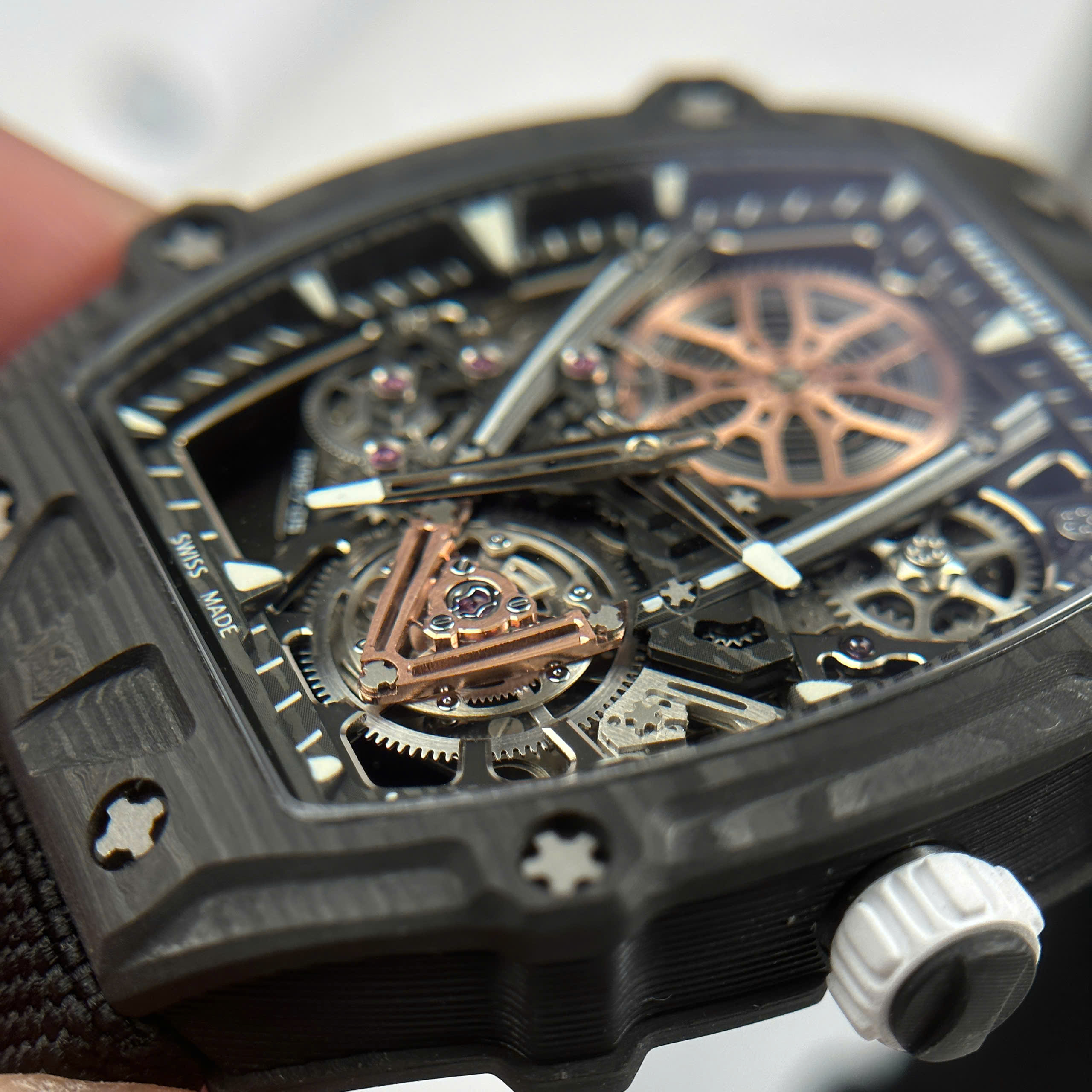 Đồng Hồ Richard Mille RM27-05 Rafael Nadal Flying Replica 1:1 Vỏ Carbon Cao Cấp