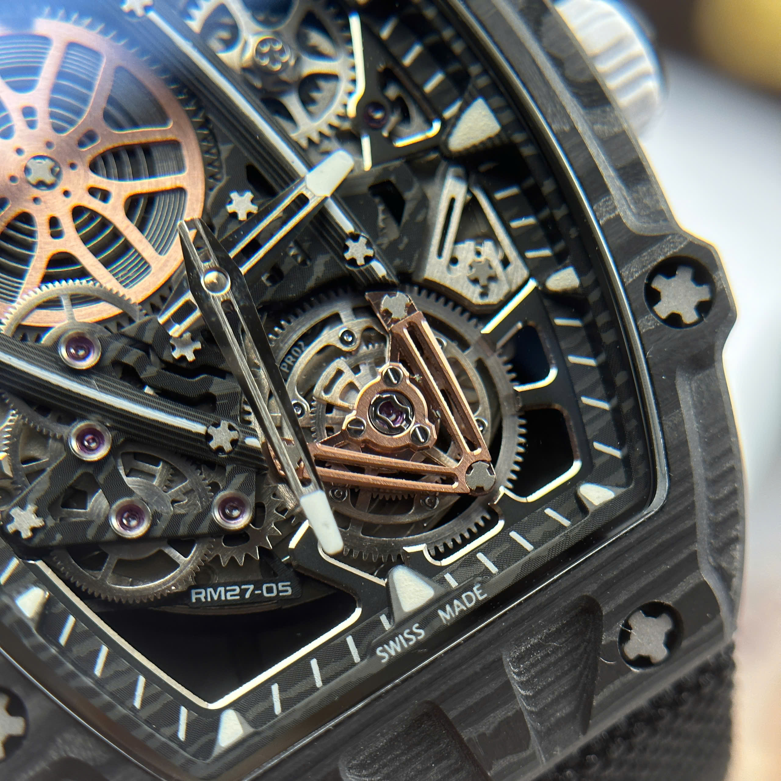 Đồng Hồ Richard Mille RM27-05 Rafael Nadal Flying Replica 1:1 Vỏ Carbon Cao Cấp