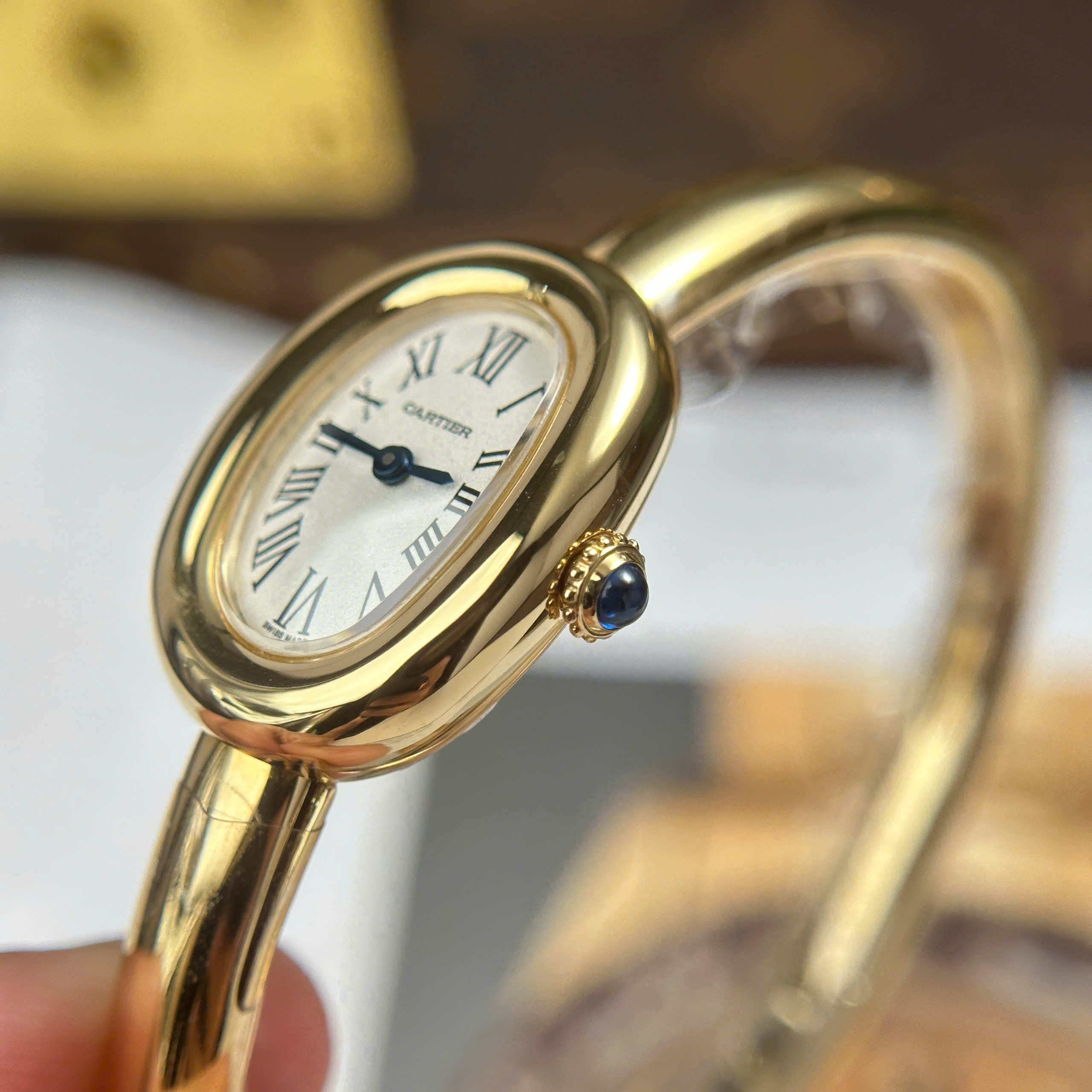 Đồng Hồ Nữ Cartier Baignoire Mini Model Vàng Vàng BBA Factory (Cổ Tay 15,16,17cm)