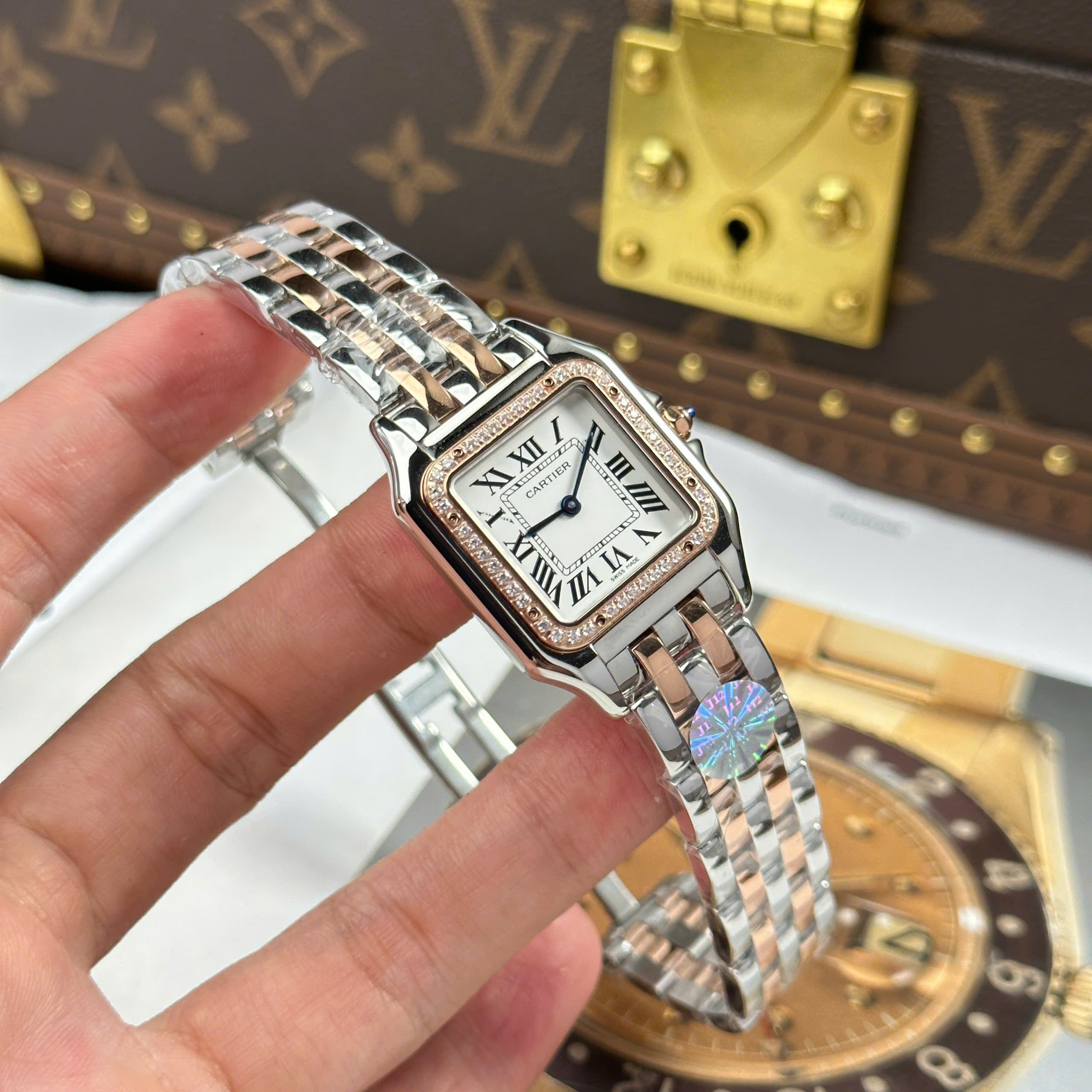 Đồng Hồ Nữ Cartier Panthere WSPN007 Demi Vàng Hồng 27x37mm Replica 1:1