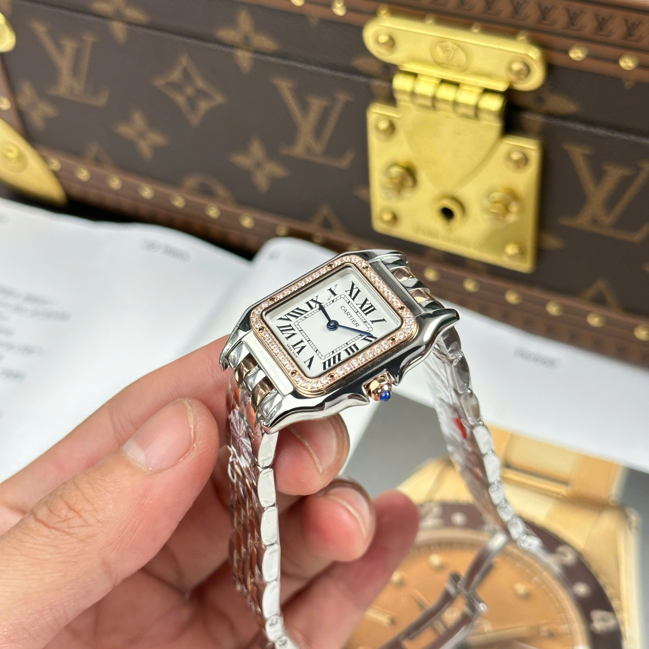 Đồng Hồ Nữ Cartier Panthere WSPN007 Demi Vàng Hồng 27x37mm Replica 1:1