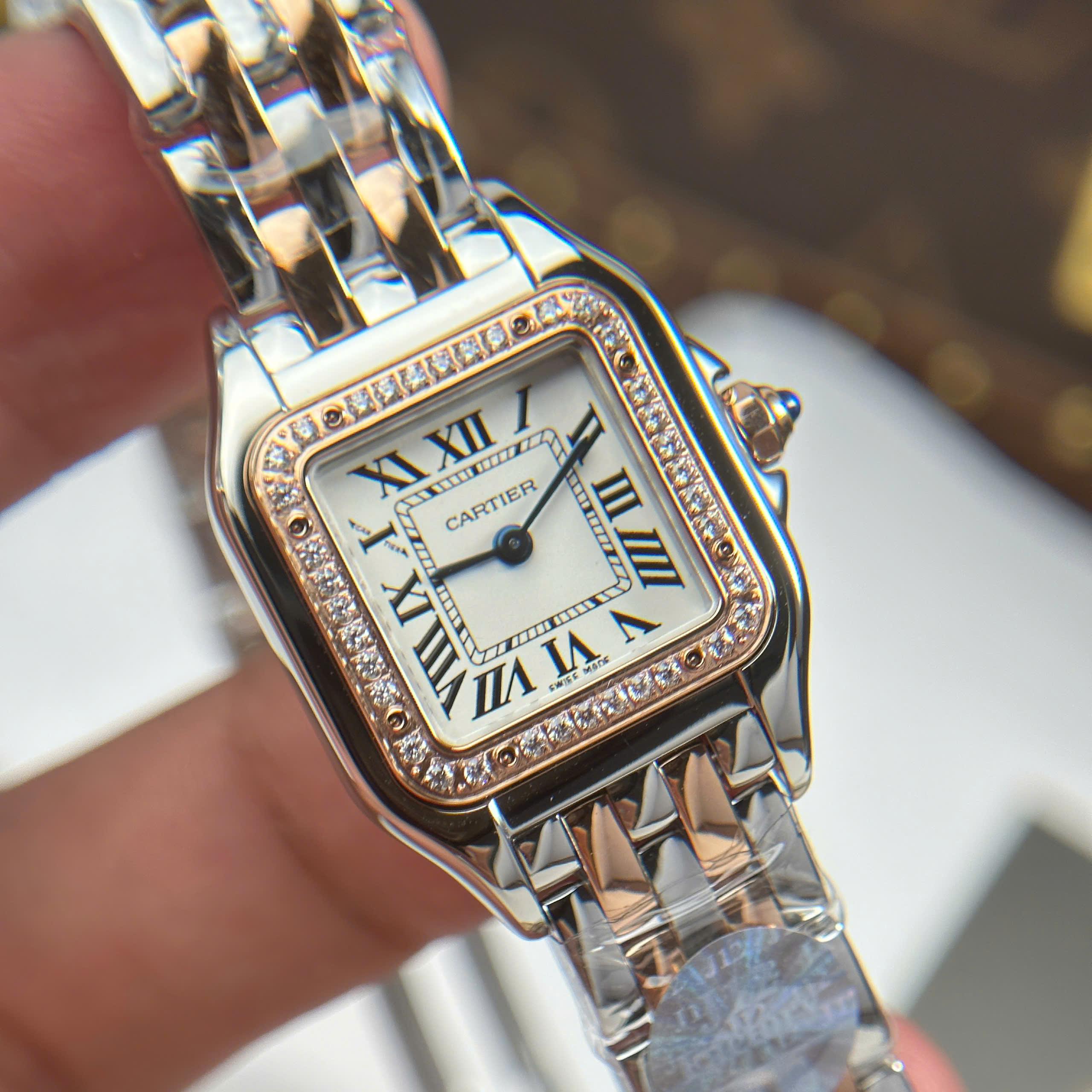 Đồng Hồ Nữ Cartier Panthere W3PN0006 Demi Vàng Hồng 23x30mm Replica 1:1