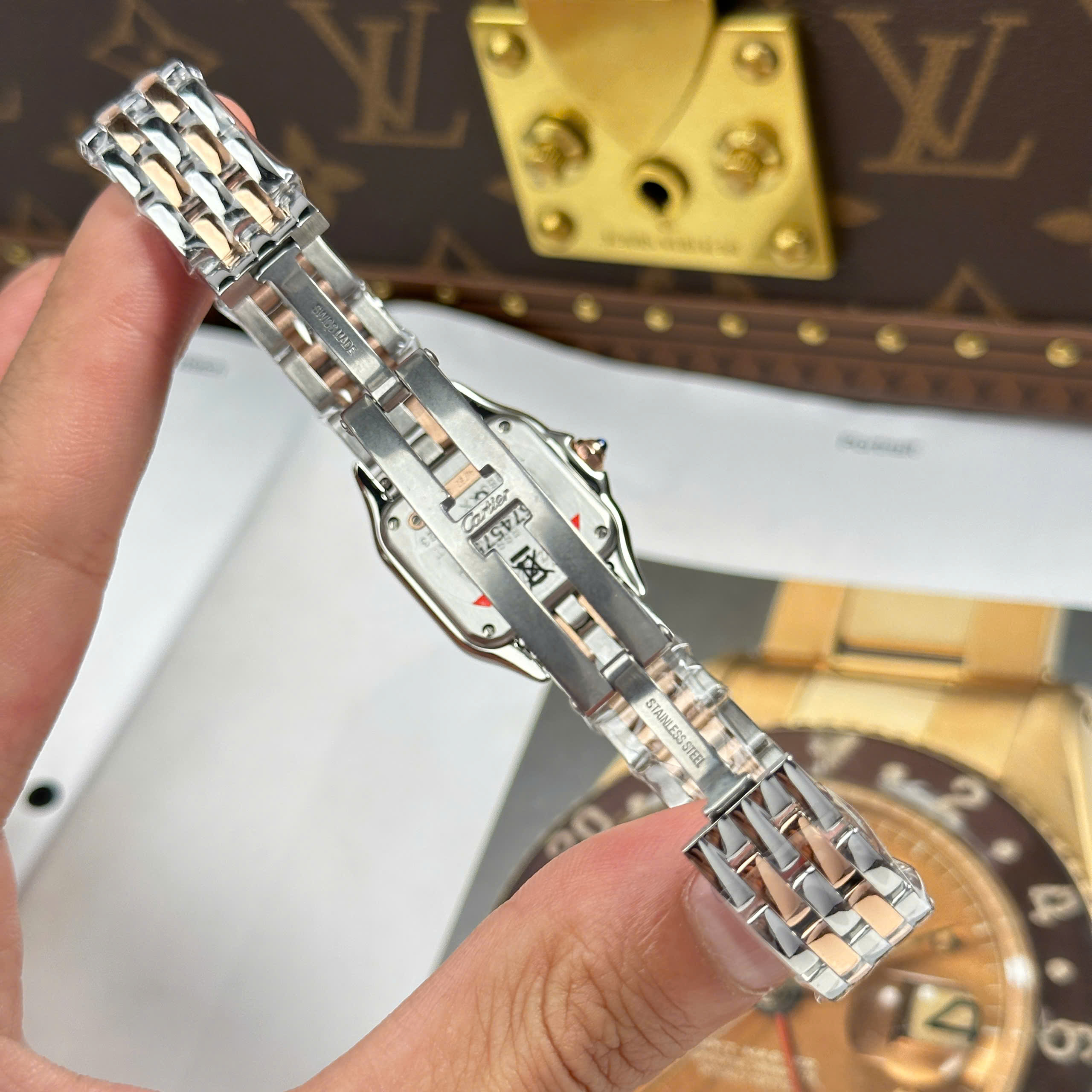 Đồng Hồ Nữ Cartier Panthere W3PN0006 Demi Vàng Hồng 23x30mm Replica 1:1