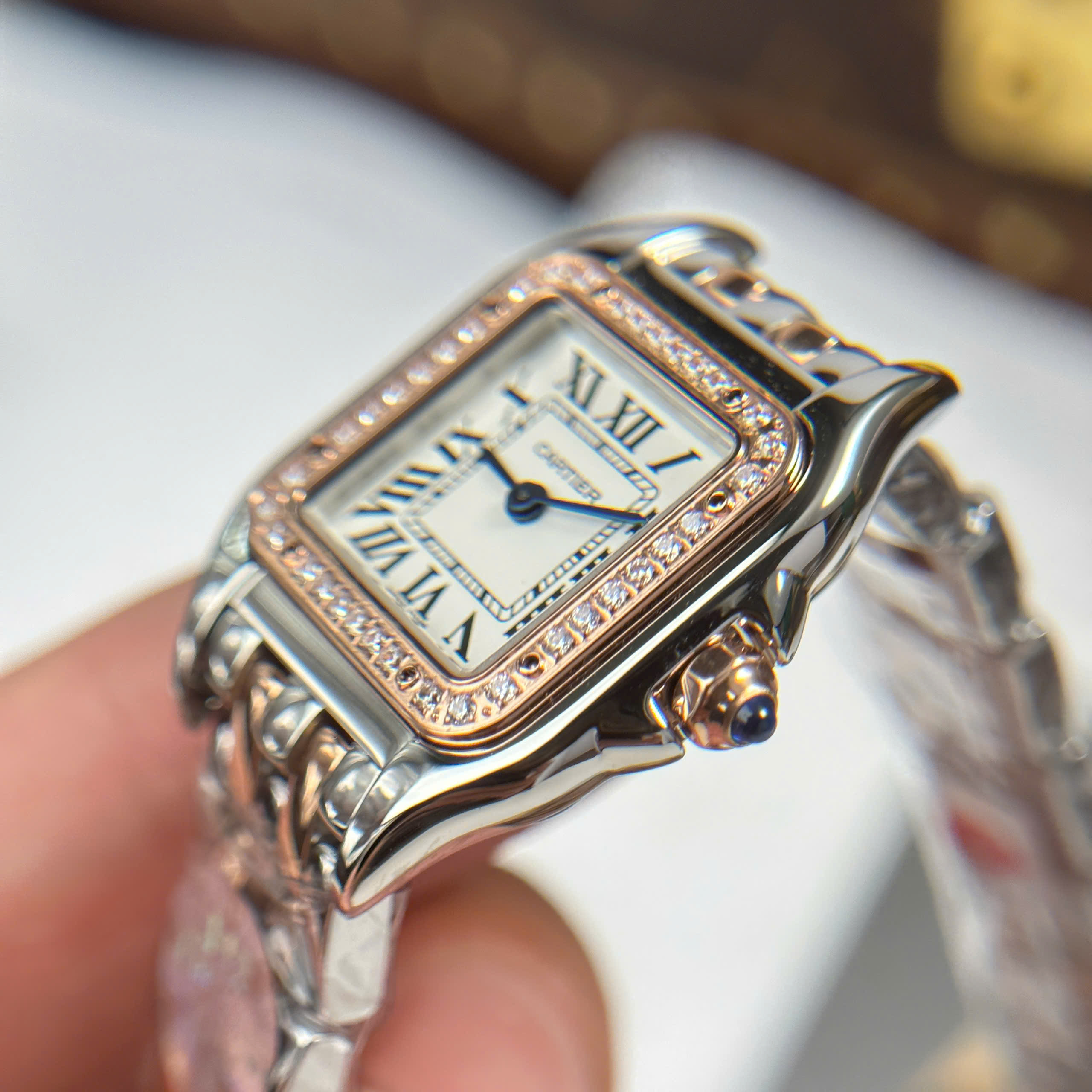 Đồng Hồ Nữ Cartier Panthere W3PN0006 Demi Vàng Hồng 23x30mm Replica 1:1