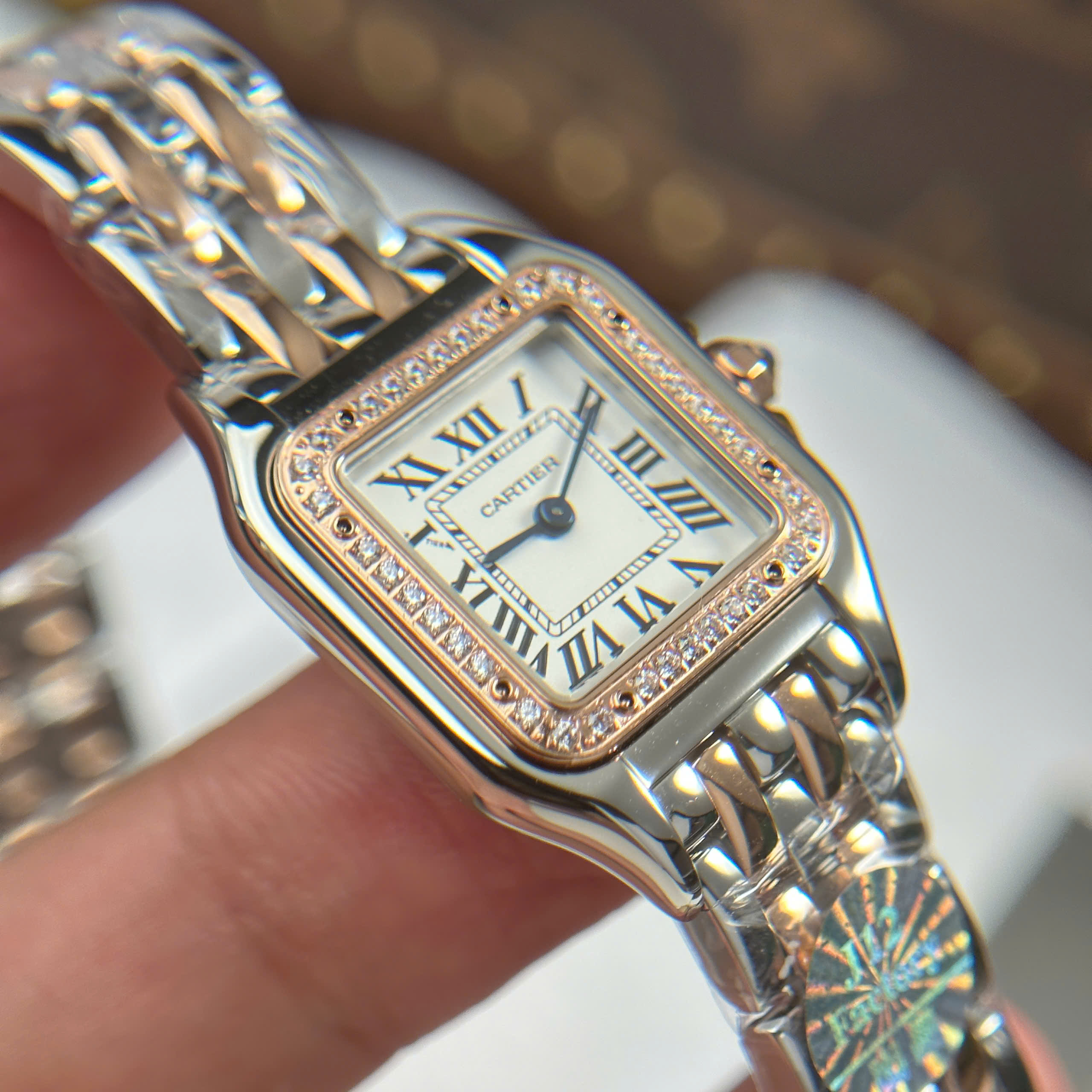 Đồng Hồ Nữ Cartier Panthere W3PN0006 Demi Vàng Hồng 23x30mm Replica 1:1