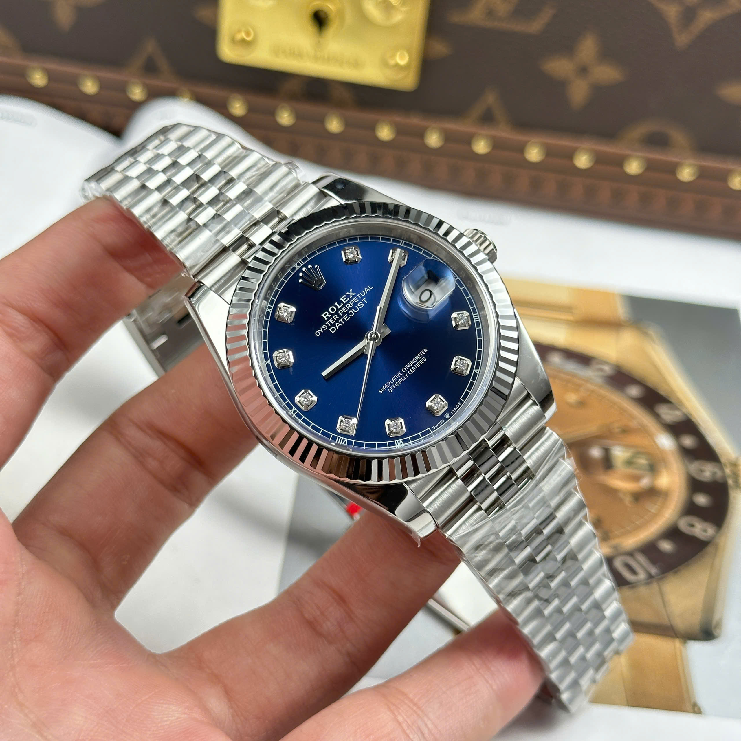 Đồng Hồ Rolex Datejust 41mm 126334 Mặt Số Xanh Nam Replica 1:1 Clean Factory