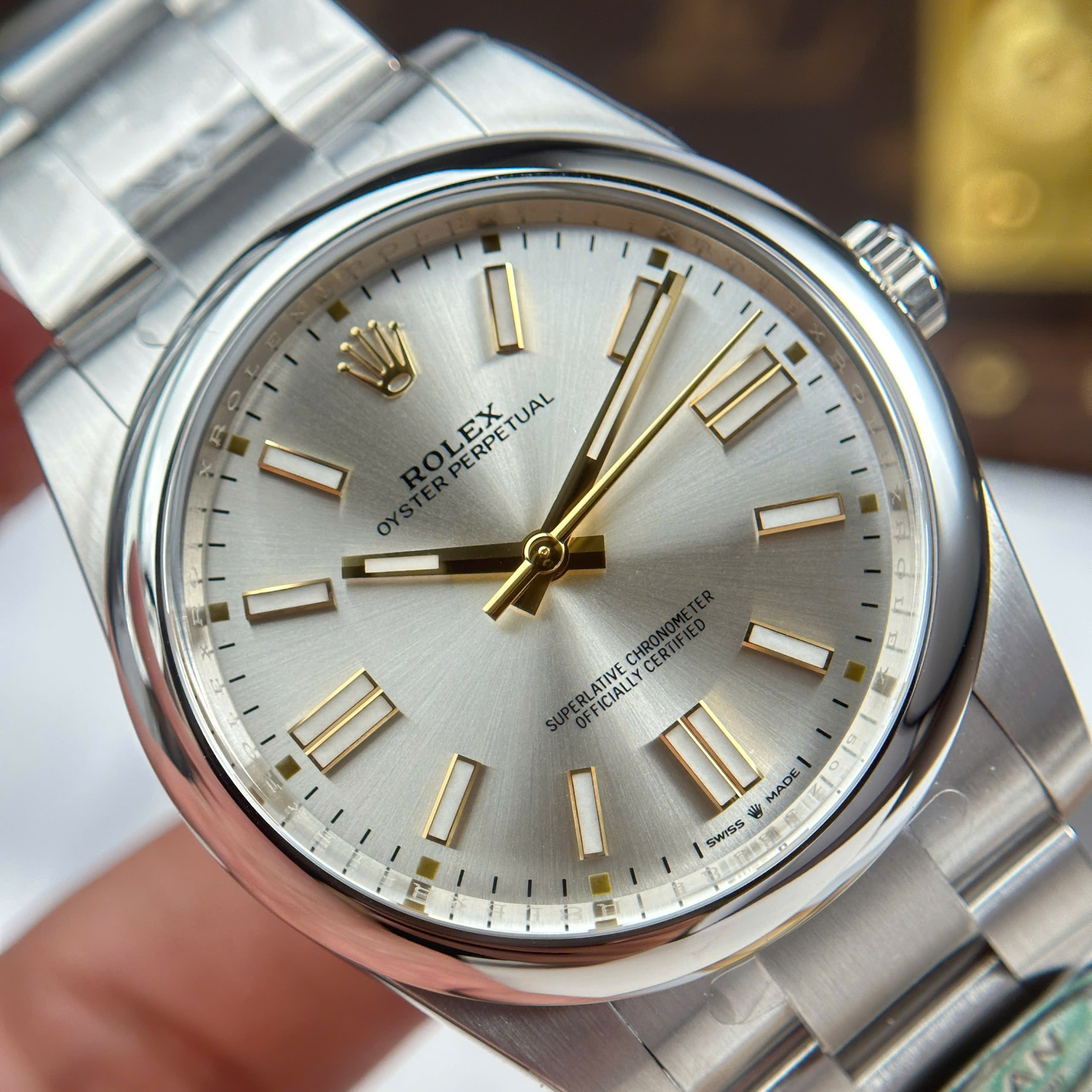 Đồng Hồ Rolex Oyster Perpetual 41mm M124300 Mặt Số Bạc Replica 1:1 Clean Factory