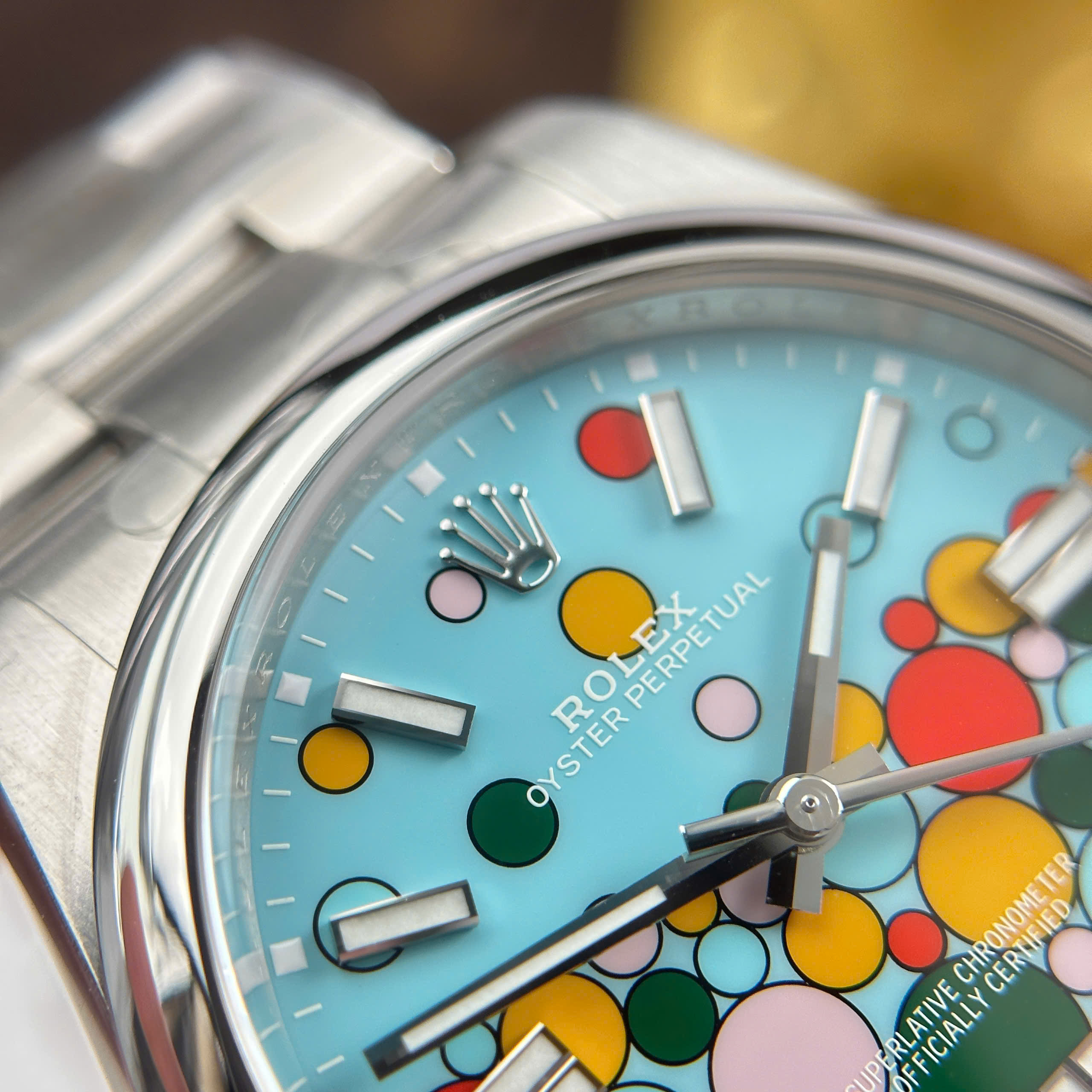 Đồng Hồ Rolex Oyster Perpetual 41mm 124300 Mặt Số Xanh Lam Hoạ Tiết Celebration Replica 1:1 Clean Factory
