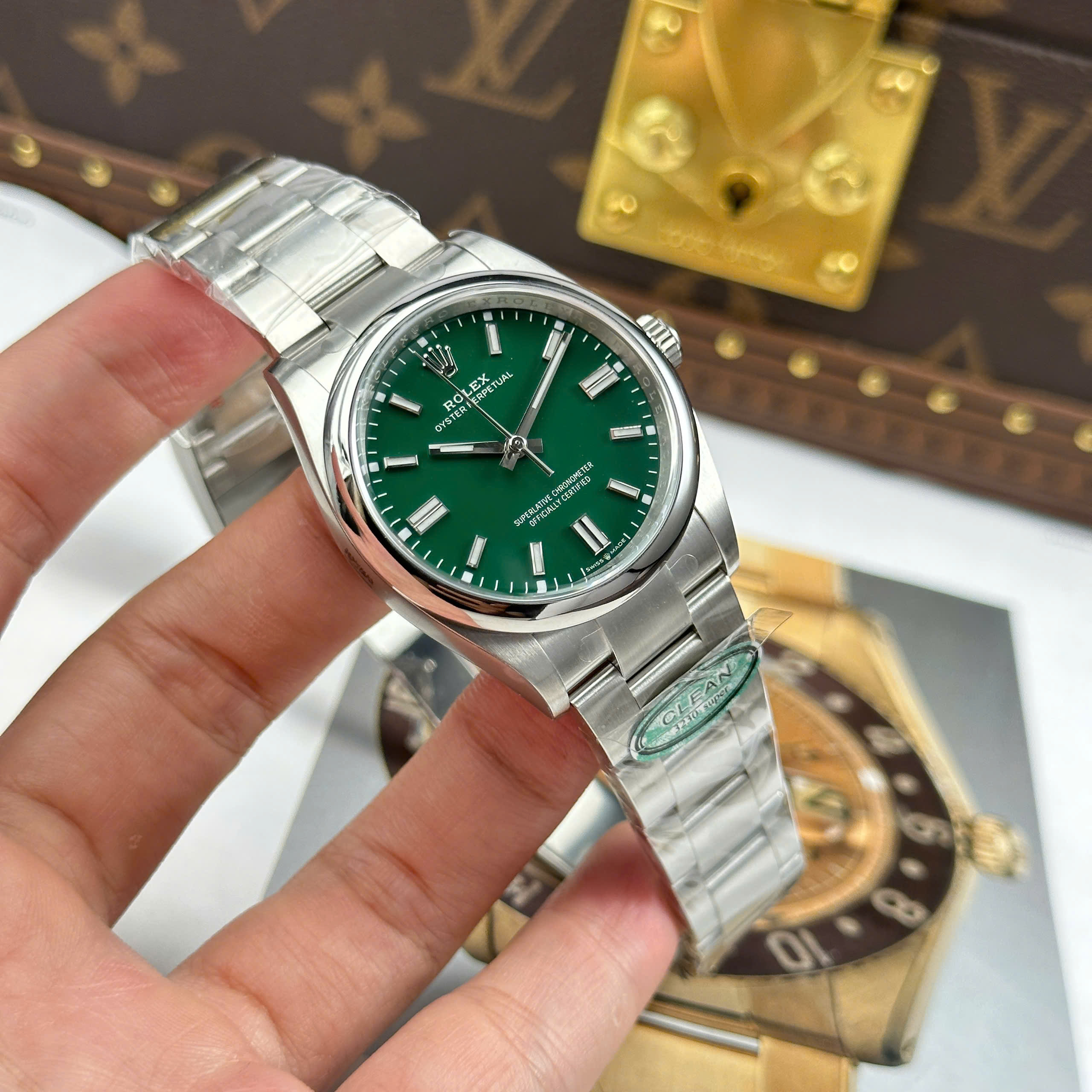 Đồng Hồ Rolex Oyster Perpetual 36mm 124300 Mặt Số Xanh Lá Replica 1:1 Clean Factory