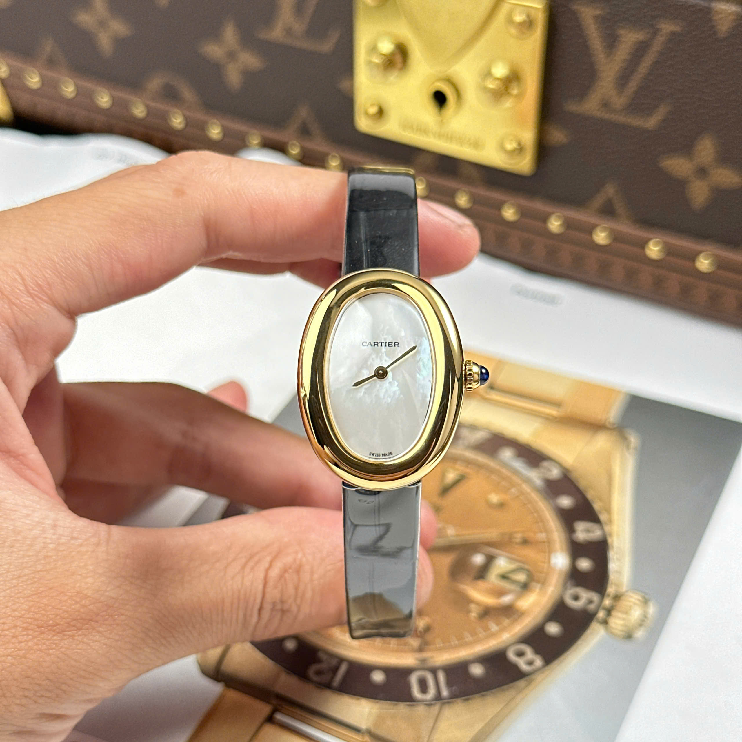 Đồng Hồ Cartier Baignoire 1920 WGBA0022 Mặt Số Khảm Trai 31 x 23mm Replica 1:1