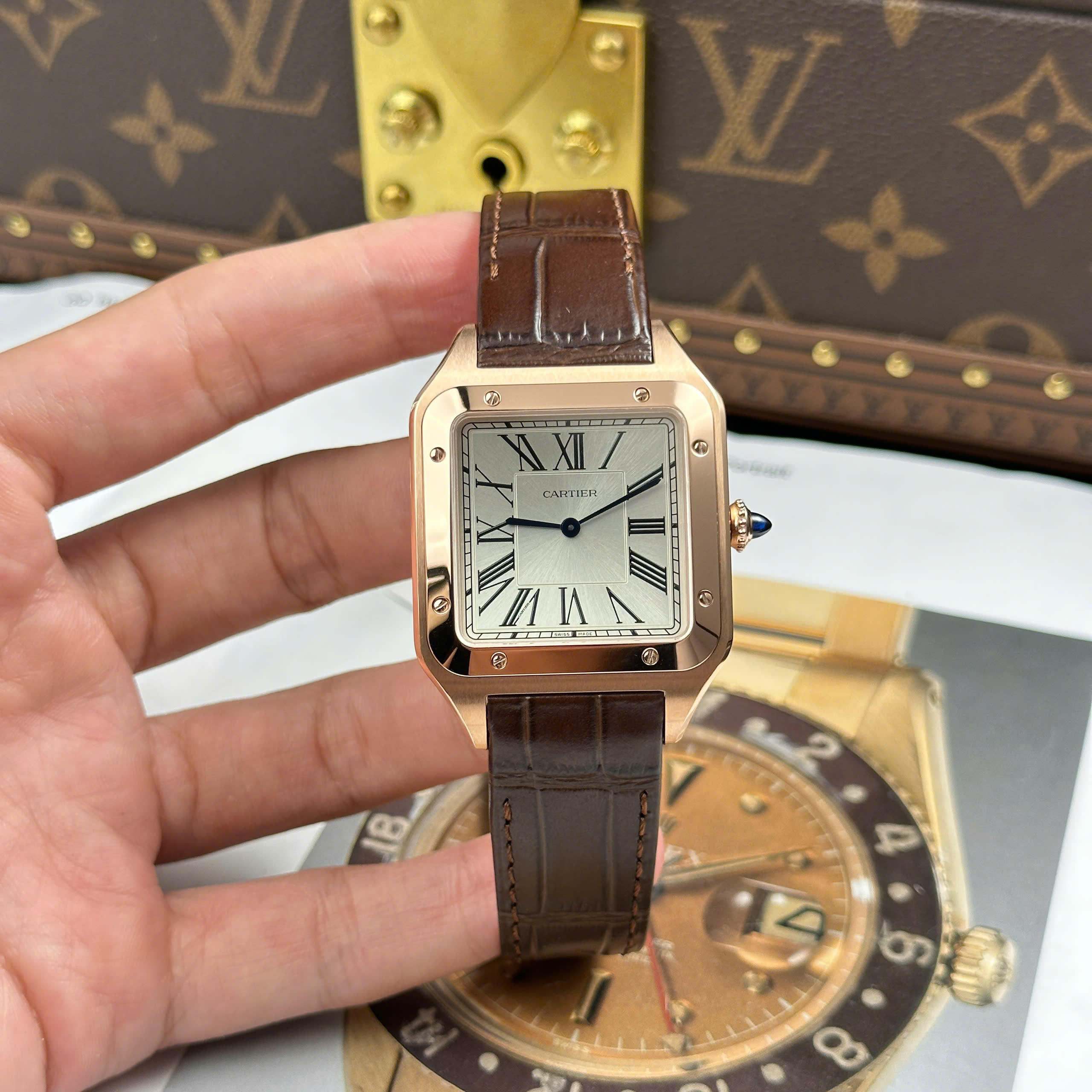 Đồng Hồ Cartier Santos Dumont Size XL Replica 1:1 F1 Factory