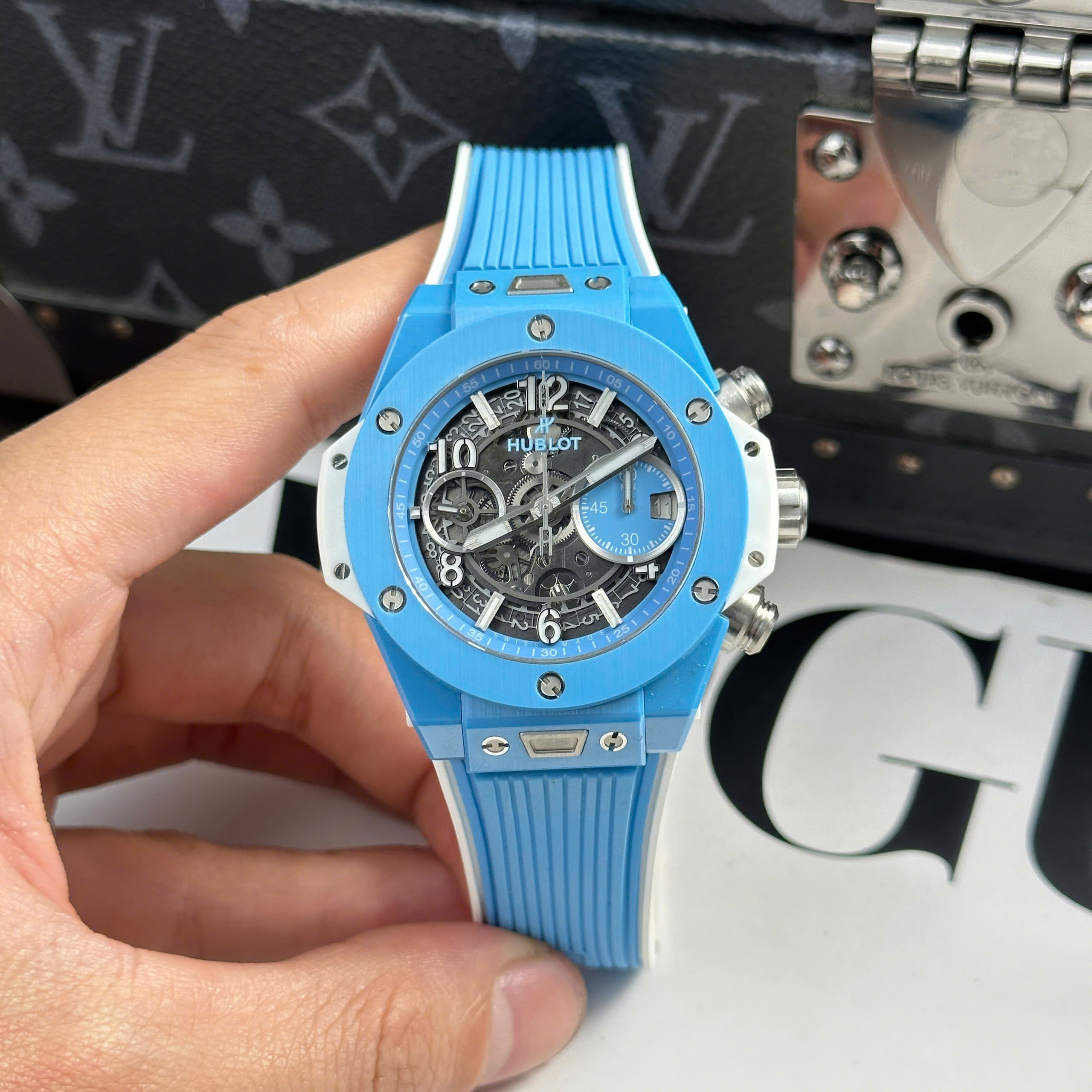 Đồng Hồ Hublot Big Bang Unico Sky Blue Ceramic Replica 1:1 42mm BBF Factory