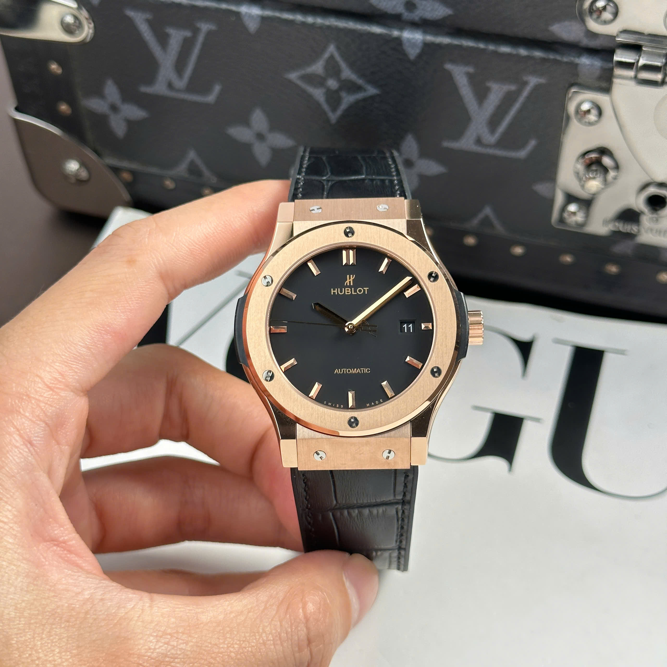 Đồng Hồ Hublot Classic Fusion 42mm Mạ Vàng Hồng Replica 1:1 JJF Factory