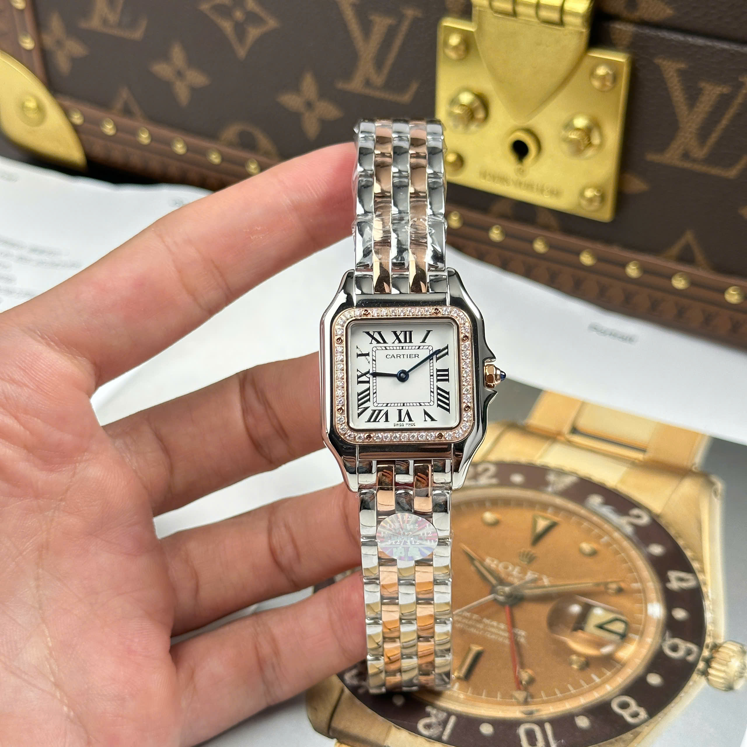 Đồng Hồ Nữ Cartier Panthere WSPN007 Demi Vàng Hồng 27x37mm Replica 1:1