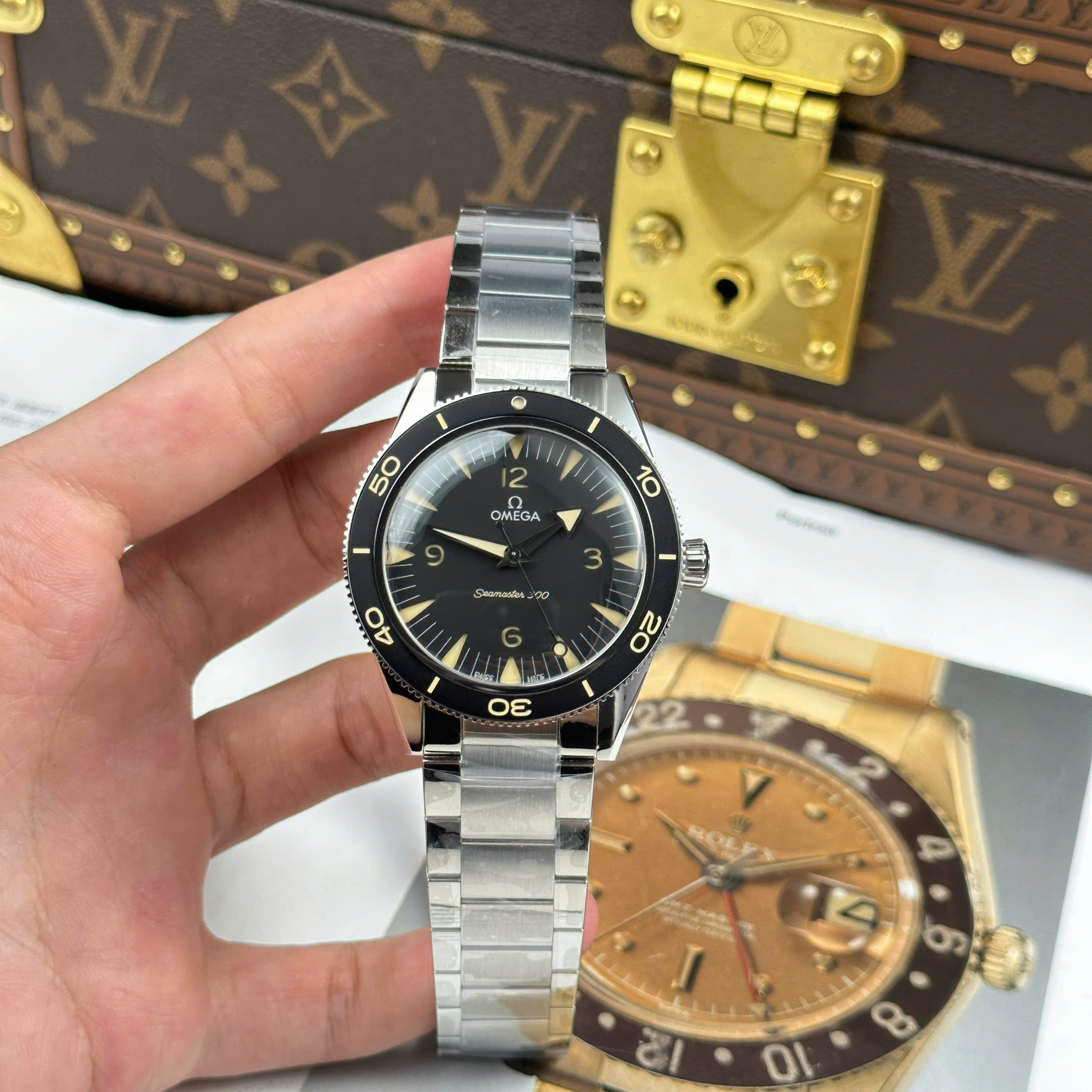 Đồng Hồ Omega Seamaster 300 Heritage Mặt Đen Dây Thép Replica 1:1 41mm VS Factory