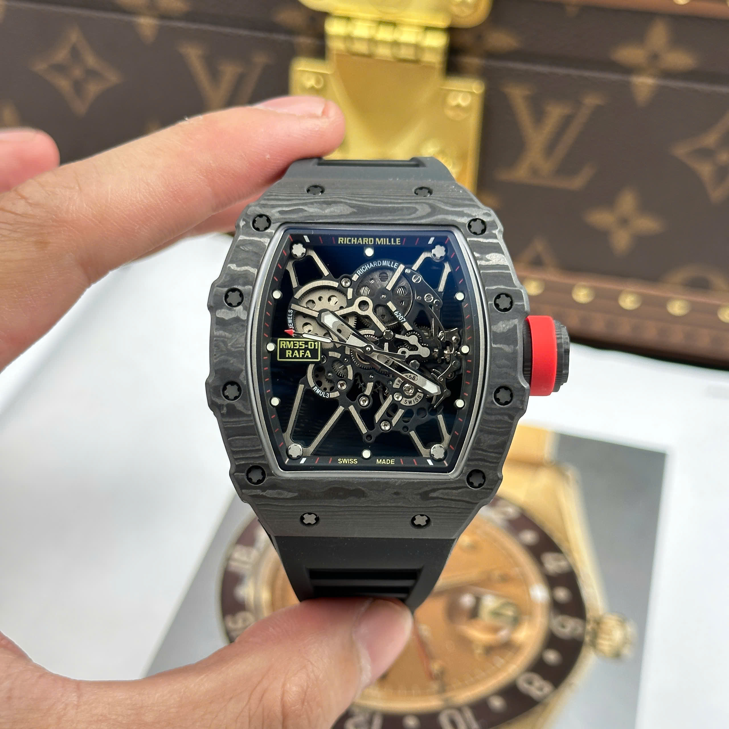 Đồng Hồ Richard Mille RM 35-01 Rafael Nadal Carbon Replica 1:1 BBR Factory