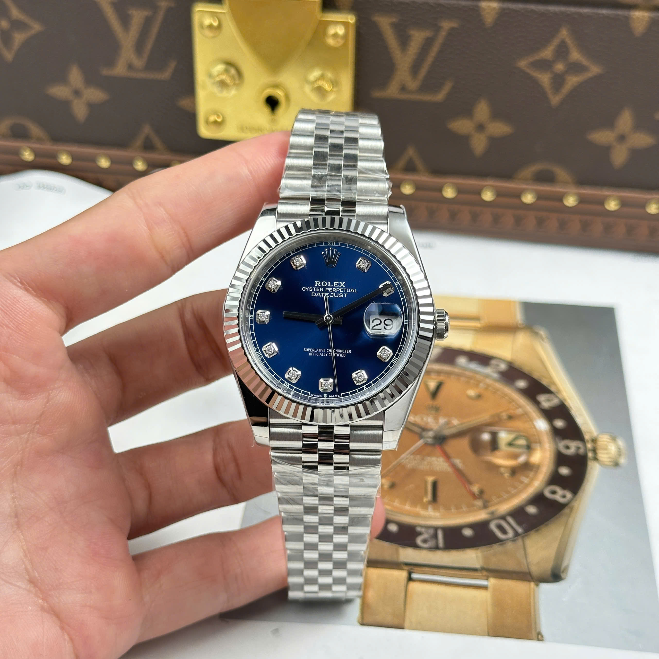 Đồng Hồ Rolex Datejust 41mm 126334 Mặt Số Xanh Nam Replica 1:1 Clean Factory