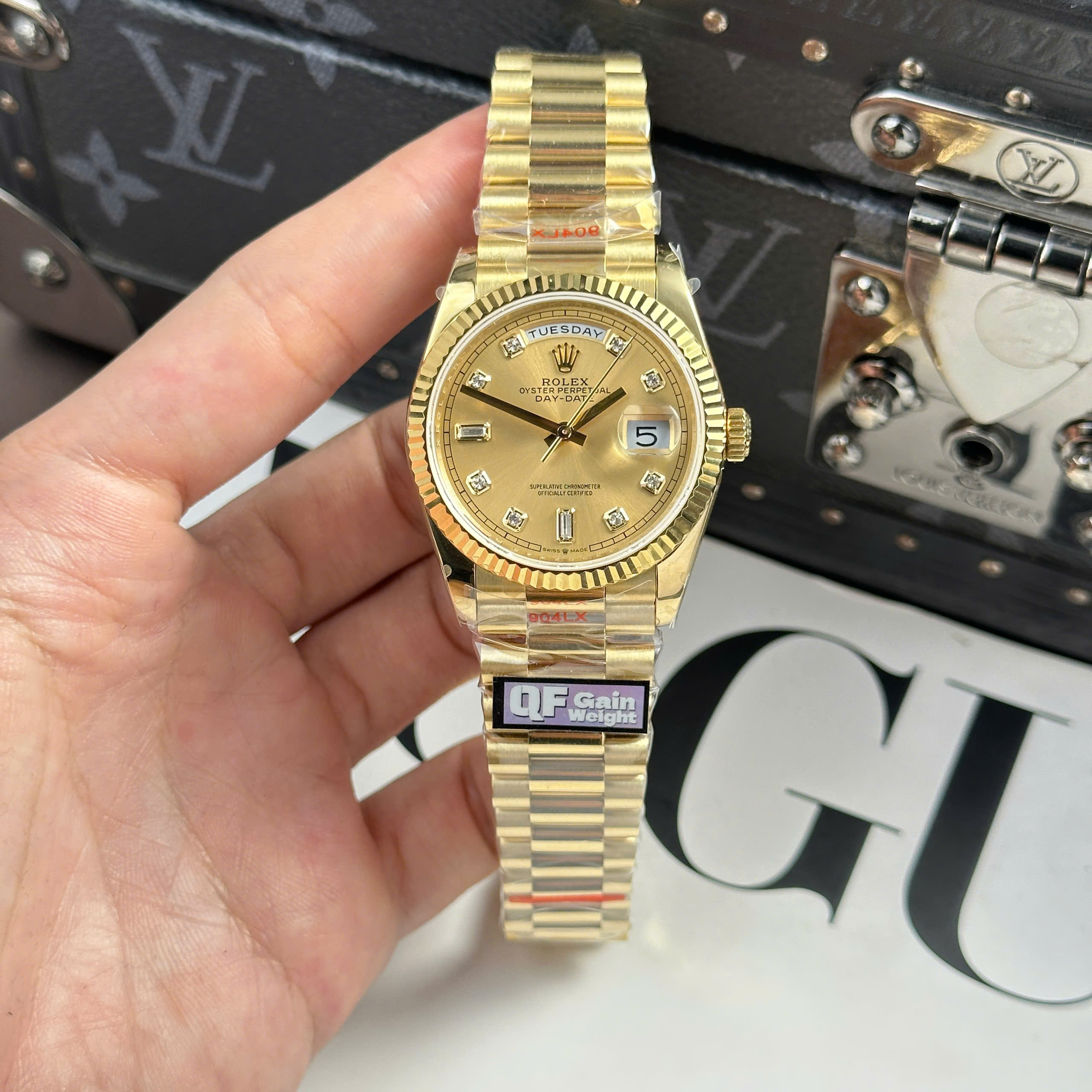 Đồng Hồ Rolex Day-Date 36mm 128238 Máy 3255 Replica 1:1 QF Factory