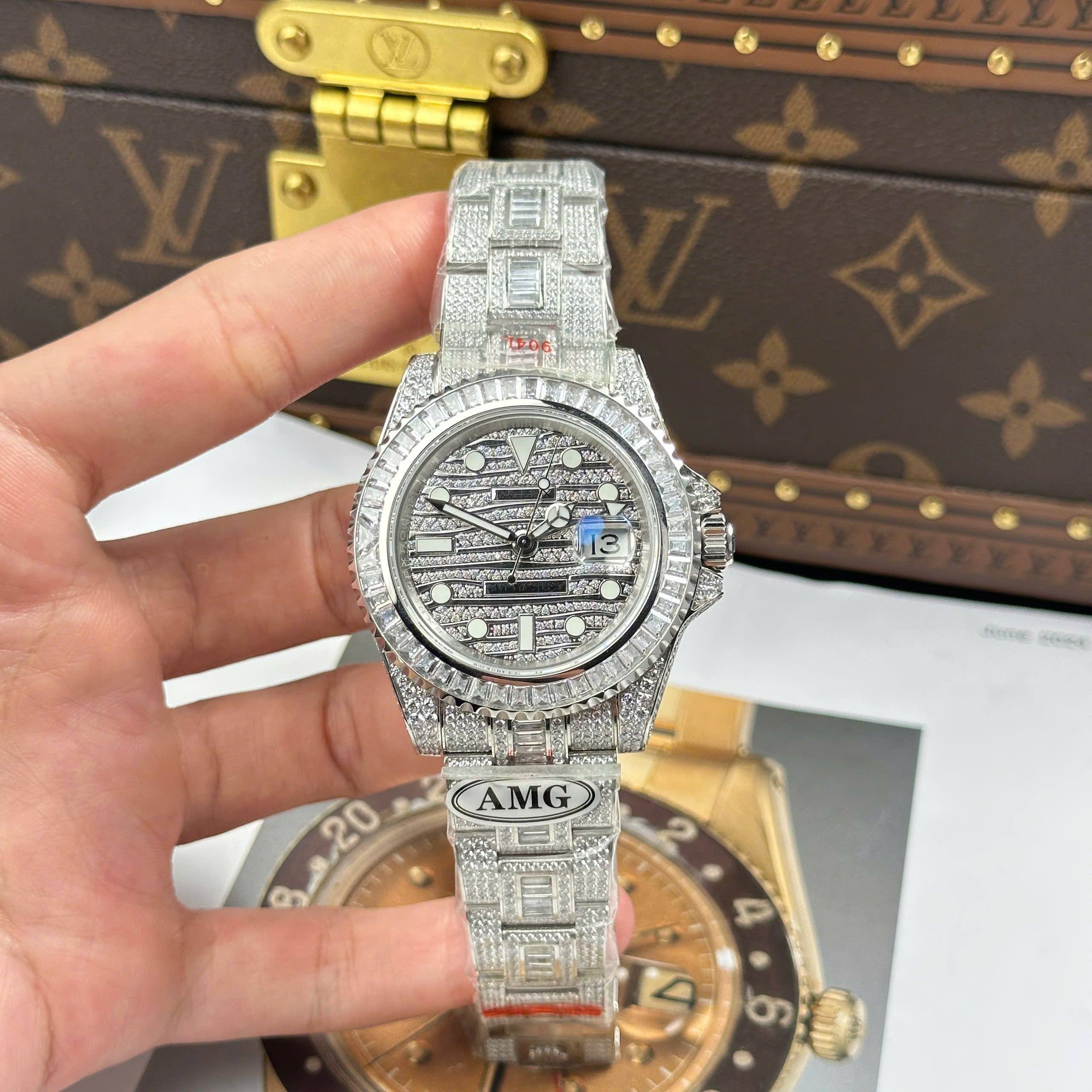 Đồng Hồ Rolex GMT Master ll 116769 40mm Đính Full Đá CZ Replica 1:1
