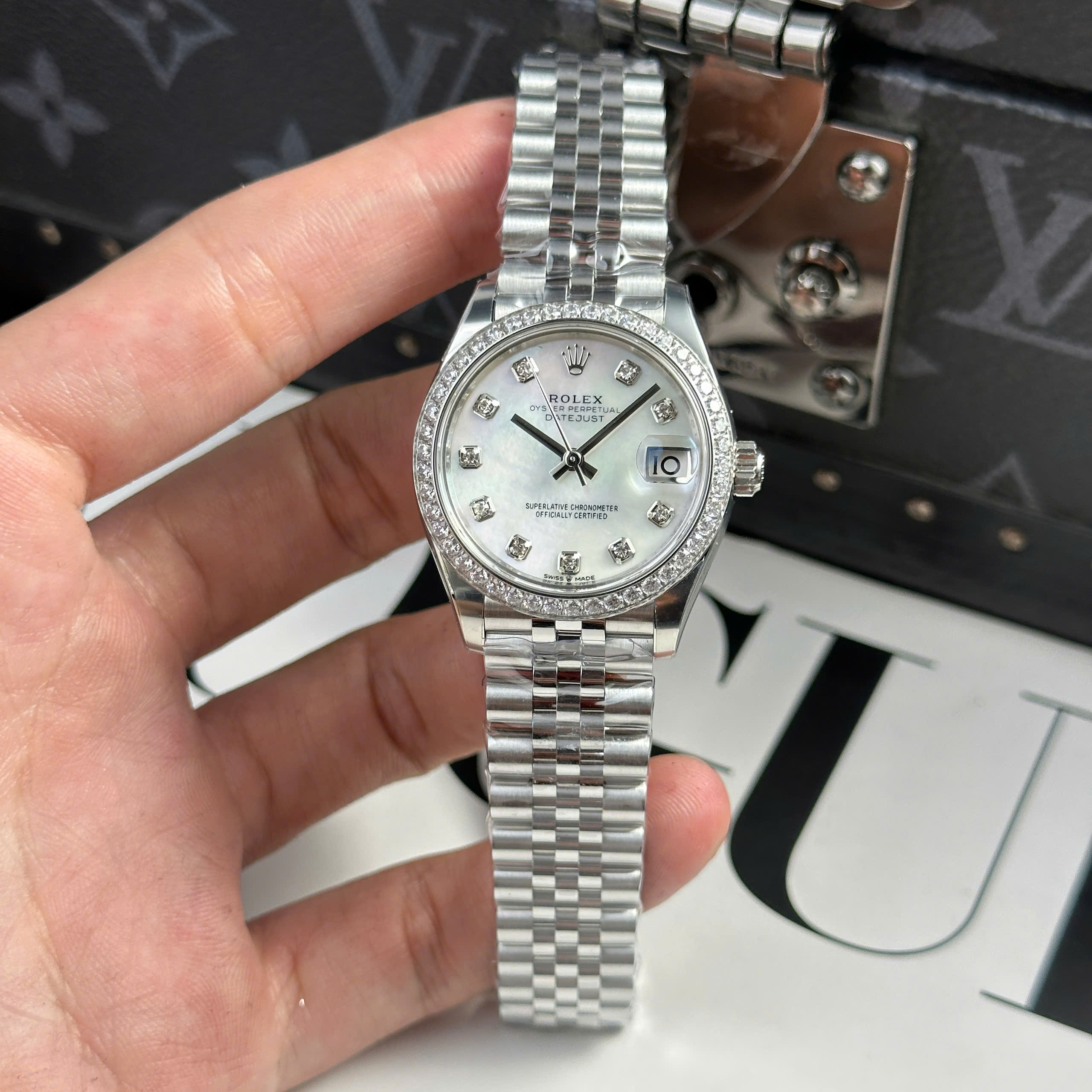 Đồng Hồ Rolex Lady Datejust 31mm 278384 Mặt Mop Viền Đính Đá CZ Rep 1:1 THB Factory