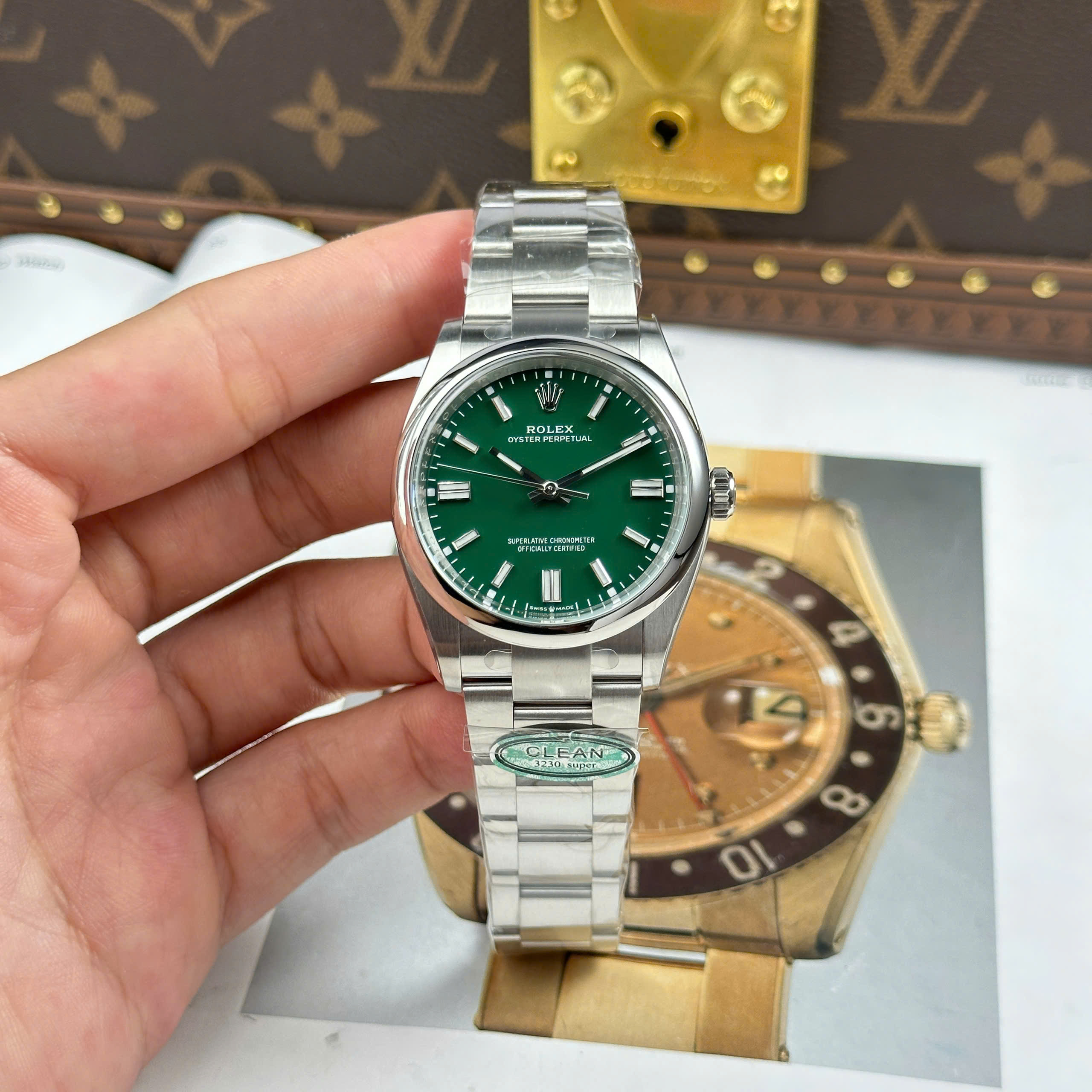 Đồng Hồ Rolex Oyster Perpetual 36mm 124300 Mặt Số Xanh Lá Replica 1:1 Clean Factory