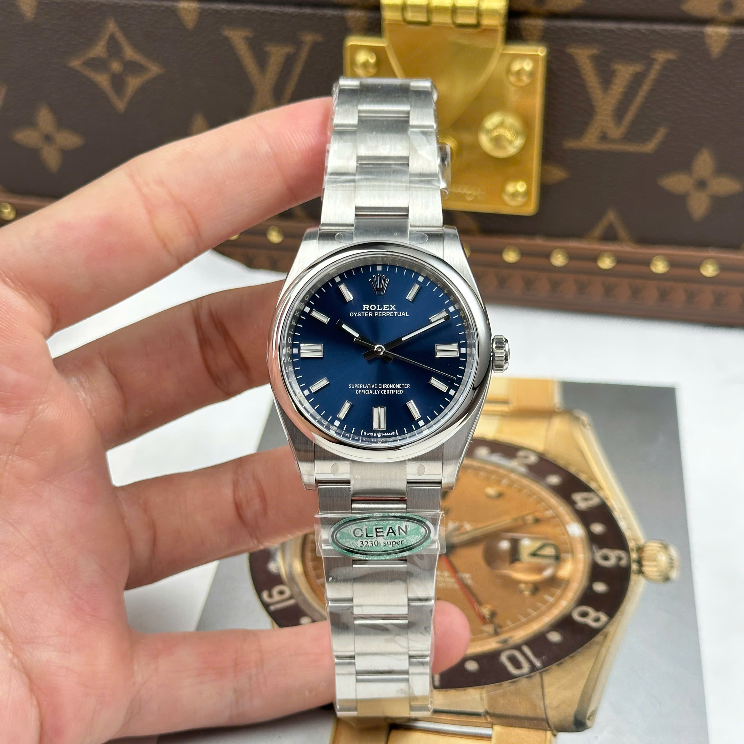 Đồng Hồ Rolex Oyster Perpetual 36mm 124300 Mặt Số Xanh Lam Replica 1:1 Clean Factory